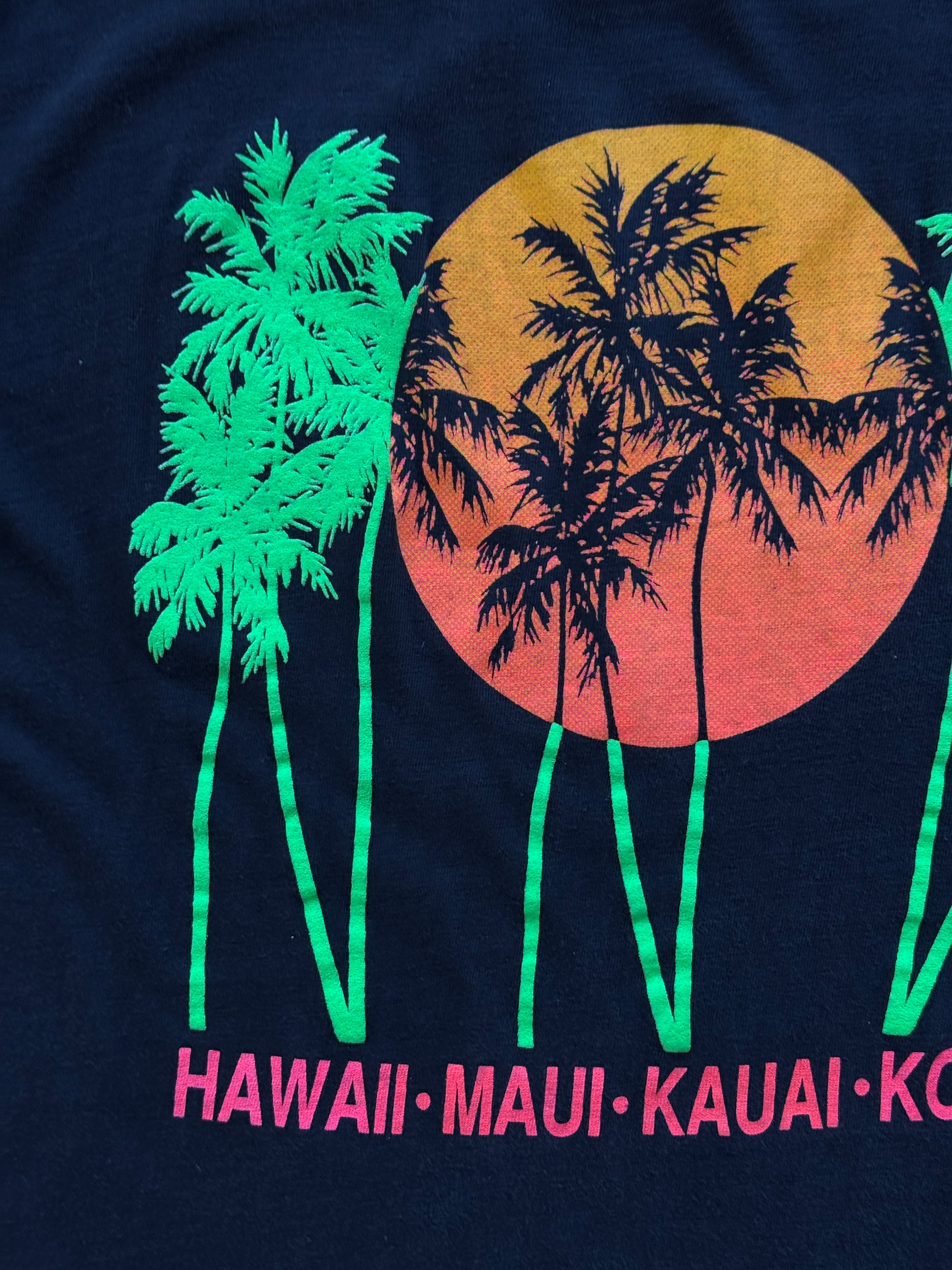 Black Hawaii 00's Vintage Tourist Graphic T-Shirt - Large