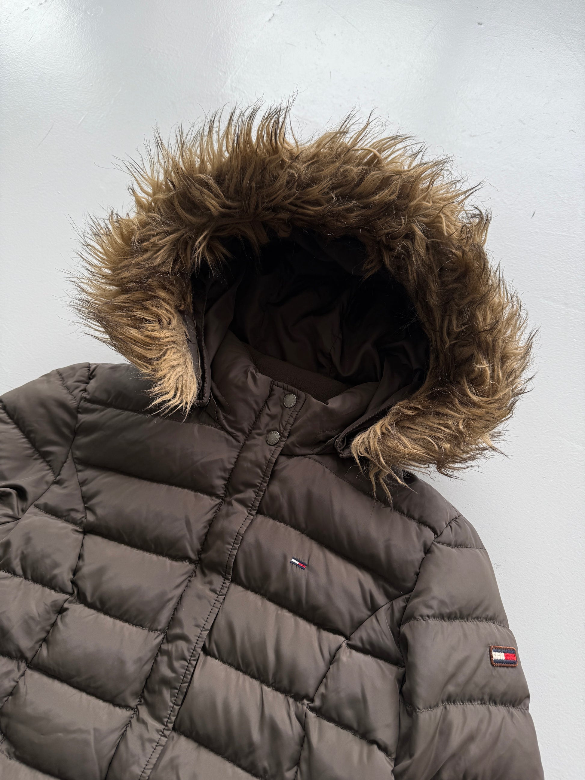 Brown Tommy Hilfiger 00's Vintage Y2K Insulated Puffer Jacket - Small