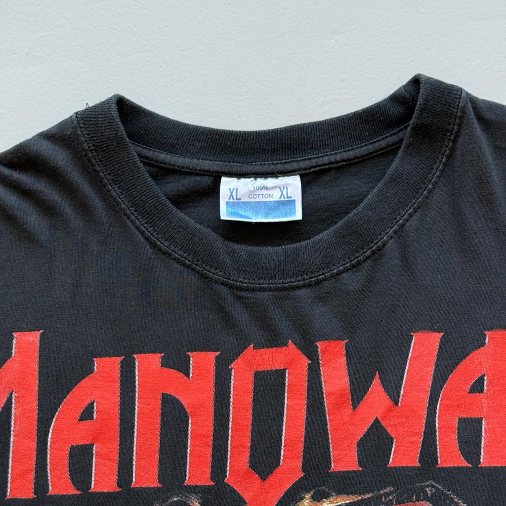Black Manowar Metal Band Euro Vintage 90s T-shirt - XL