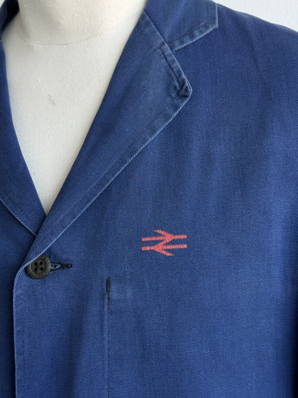 Blue British Rail 1970s Vintage Workwear Chore Jacket CH457 - Small