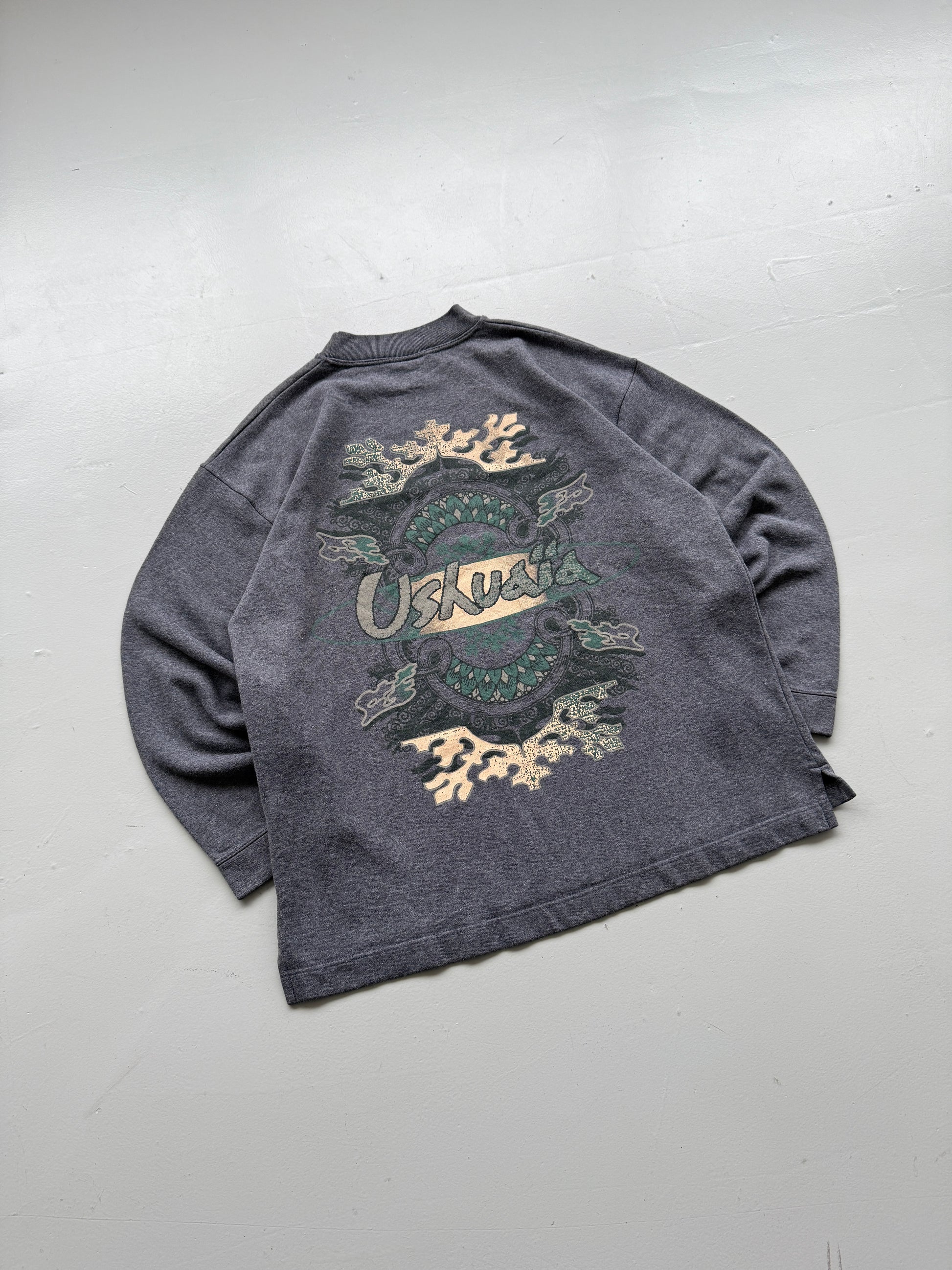 Grey Ushuaia Surf 90's Vintage Surfer Graphic Sweatshirt Jumper - XL