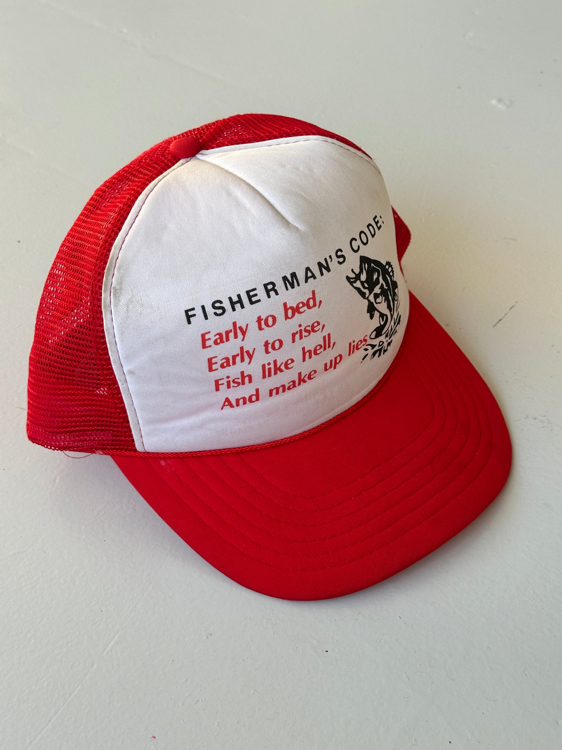 Fisherman's Code Slogan Vintage Foam & Mesh SnapBack Trucker Cap