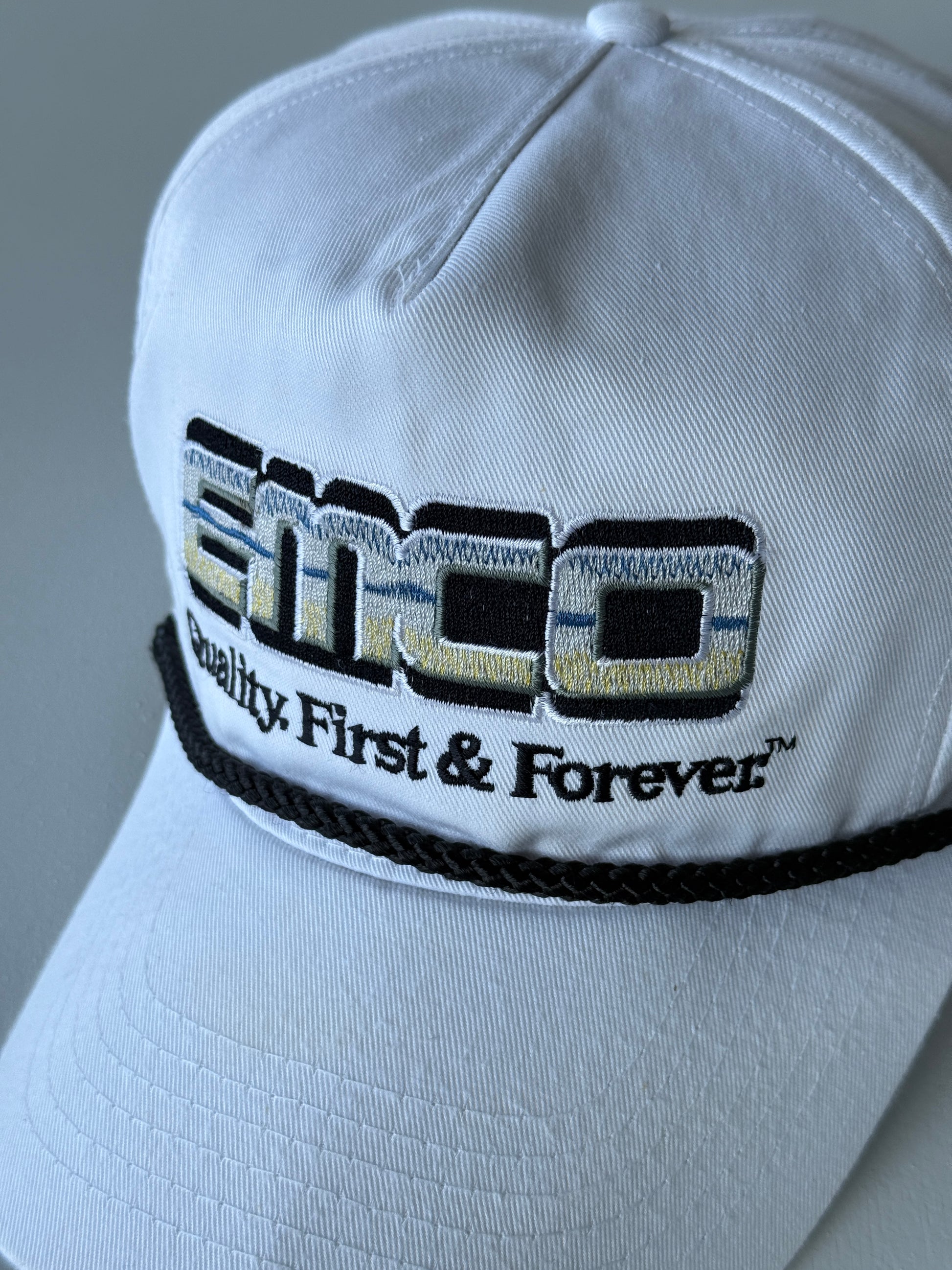 White EMCO Quality First & Forever 90's Vintage SnapBack Trucker Cap