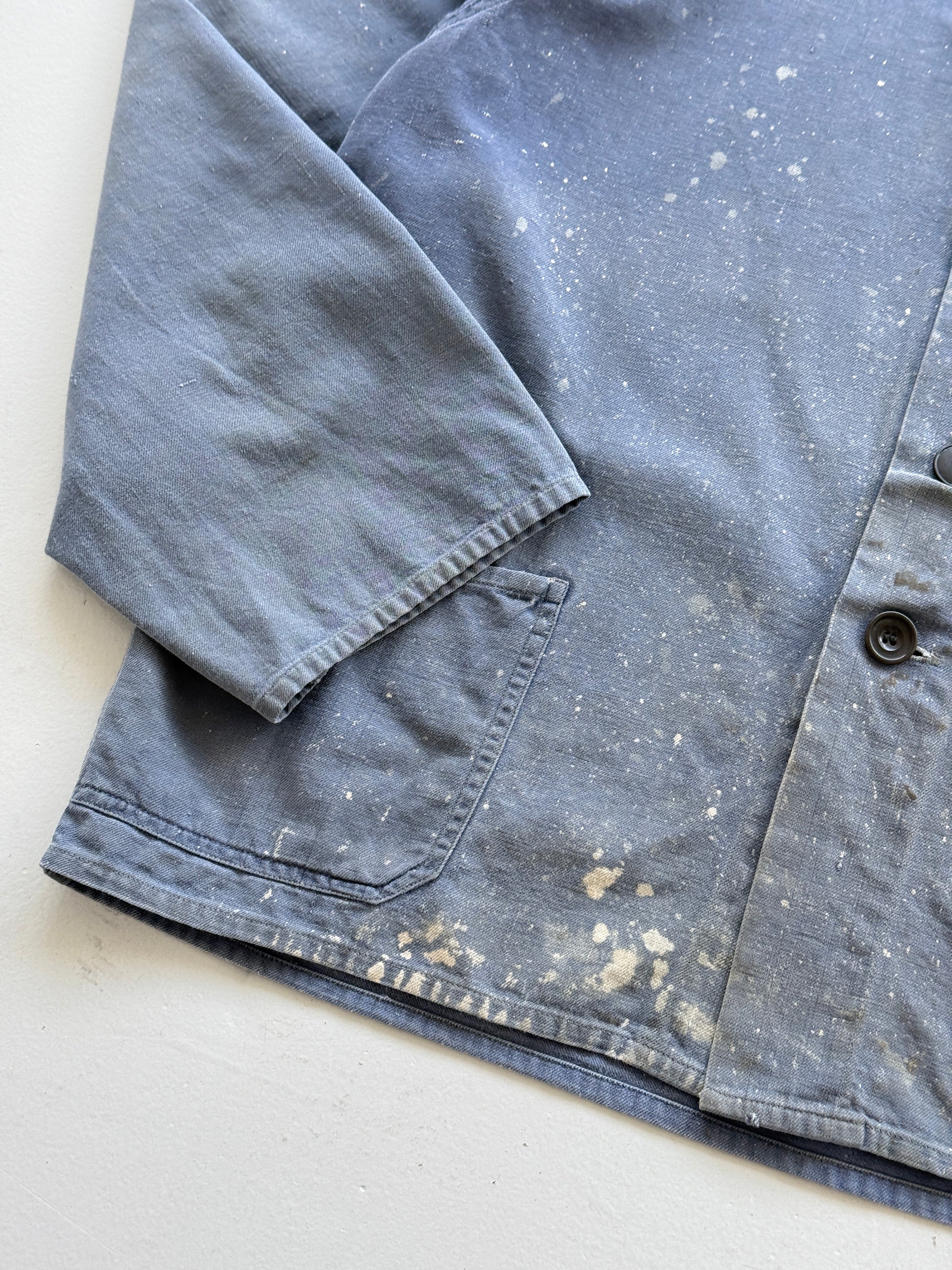 Thrashed Blue French Vintage Workwear Chore Jacket CH359 - Small
