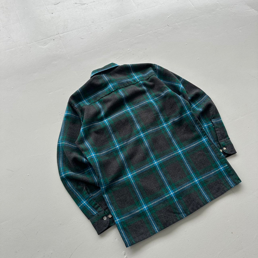 Green Grey Checkered 90s Vintage Long sleeve - Medium