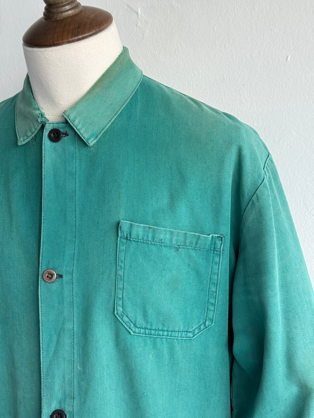 Thrashed Turquoise French 1960's Vintage Workwear Chore Jacket CH488 - XL