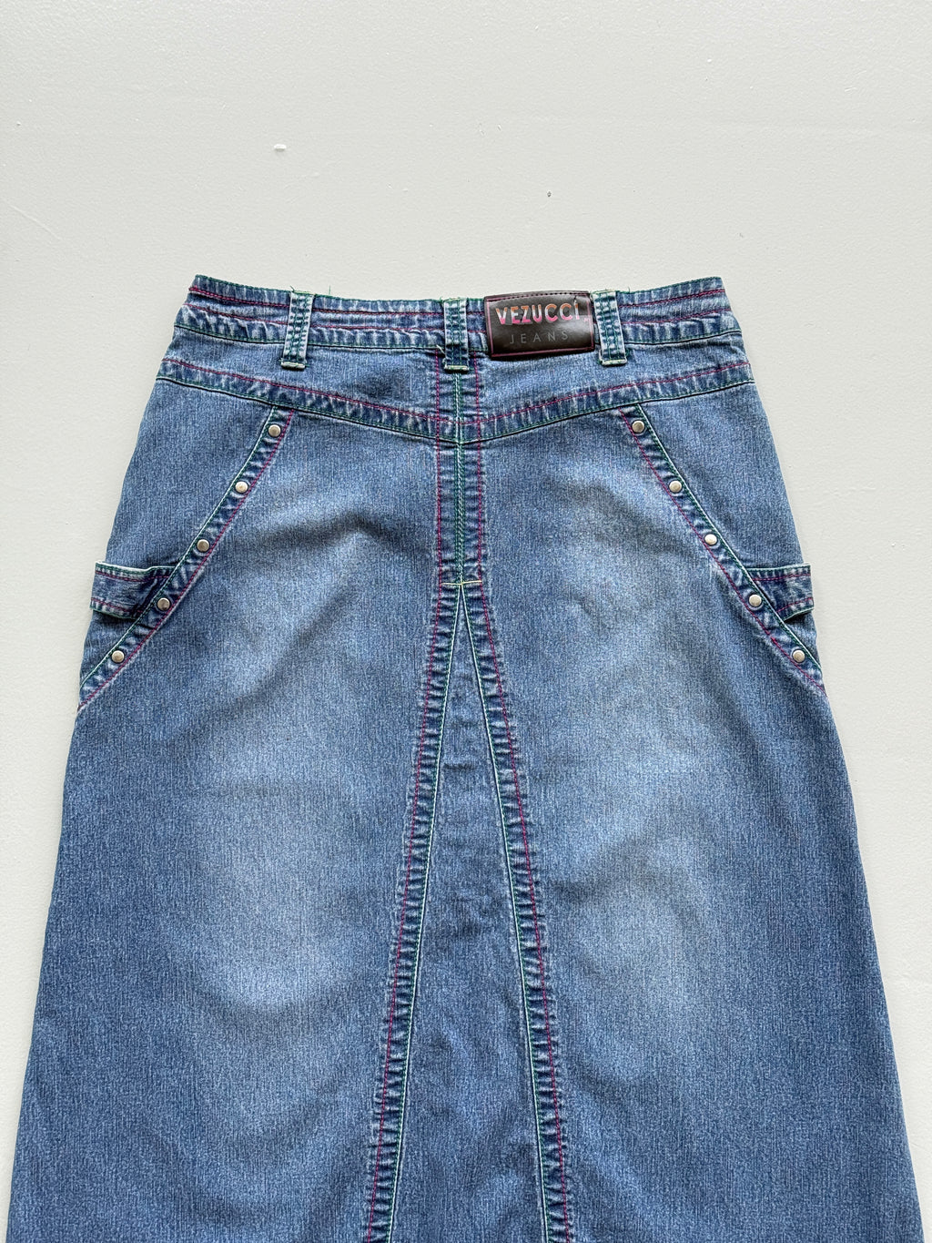 Blue Vezucc 00's Vintage Y2K Hippie Denim Maxi Skirt - Size 10