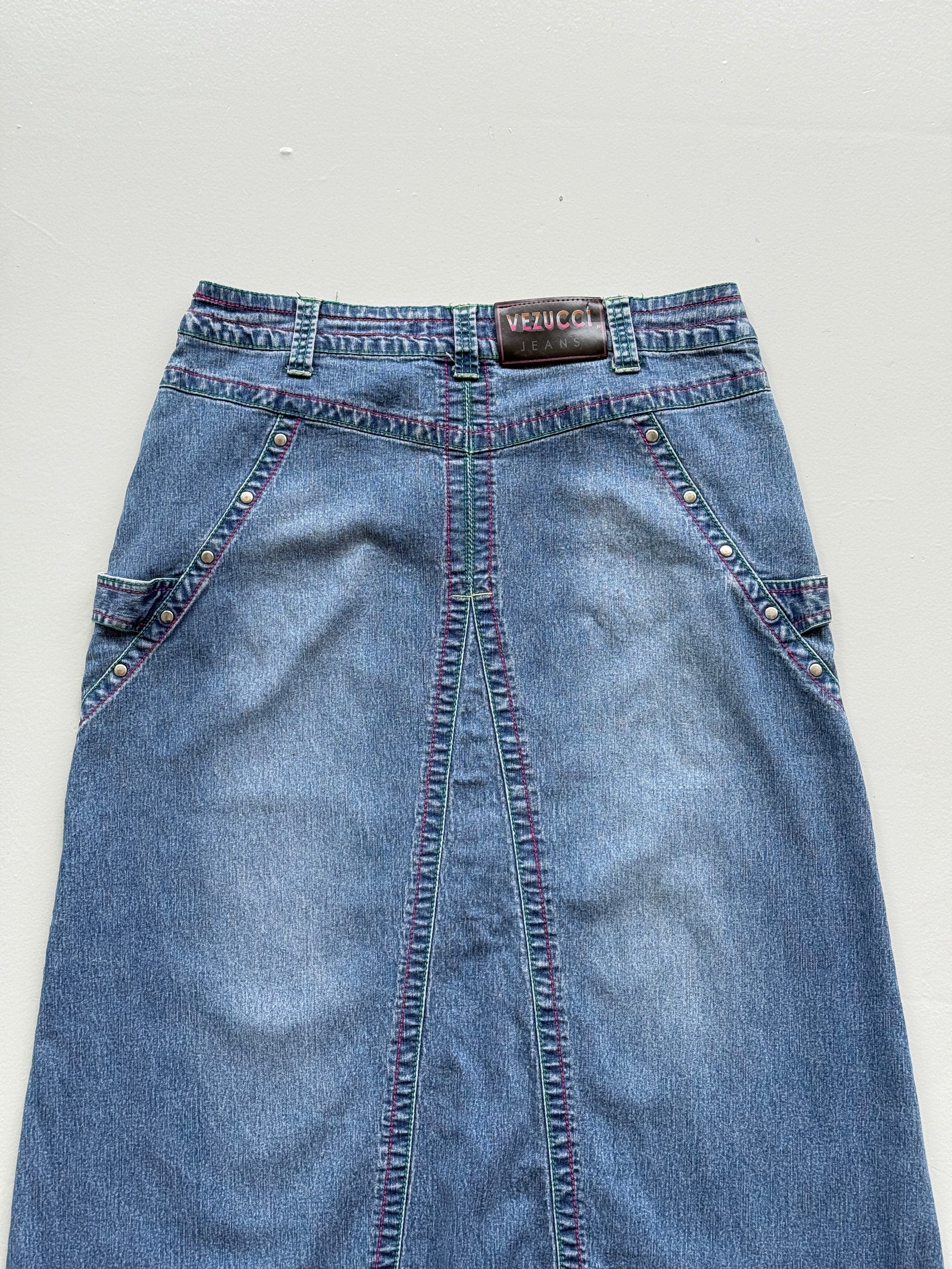 Blue Vezucc 00's Vintage Y2K Hippie Denim Maxi Skirt - Size 10