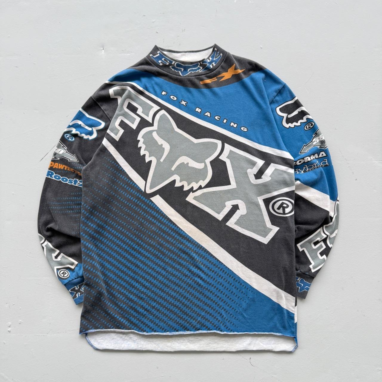 Faded Fox Racing 90s Vintage Graphic Long Sleeve Motocross Jersey - Large