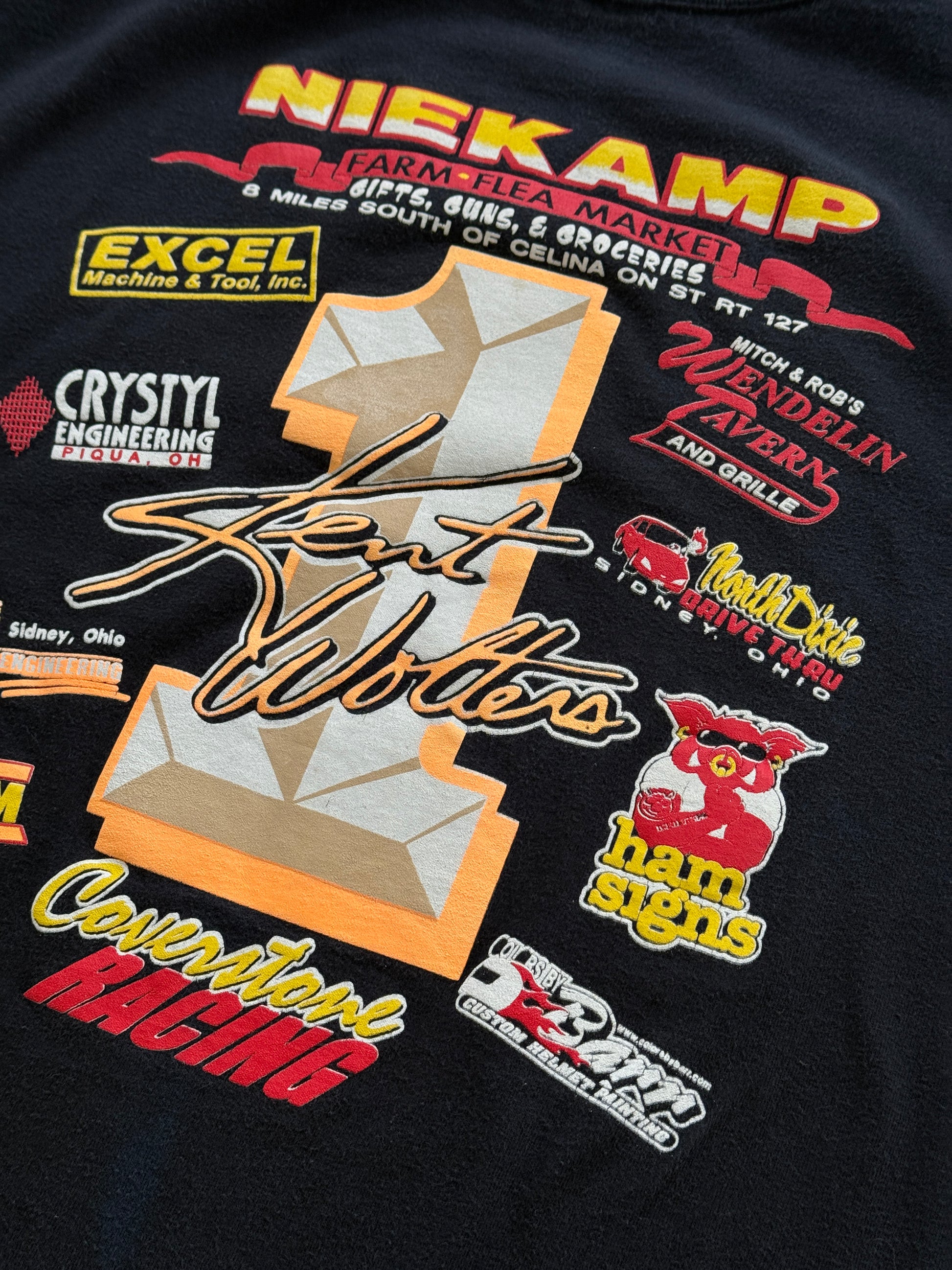 Black Nascar 00's Vintage Graphic Motor-racing T-Shirt - XL