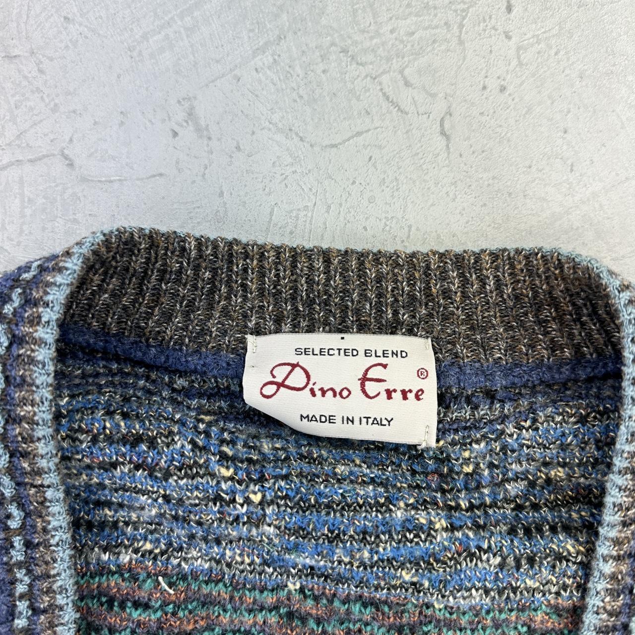 Grey and Blue Knitted Vintage 90s cardigan - XL