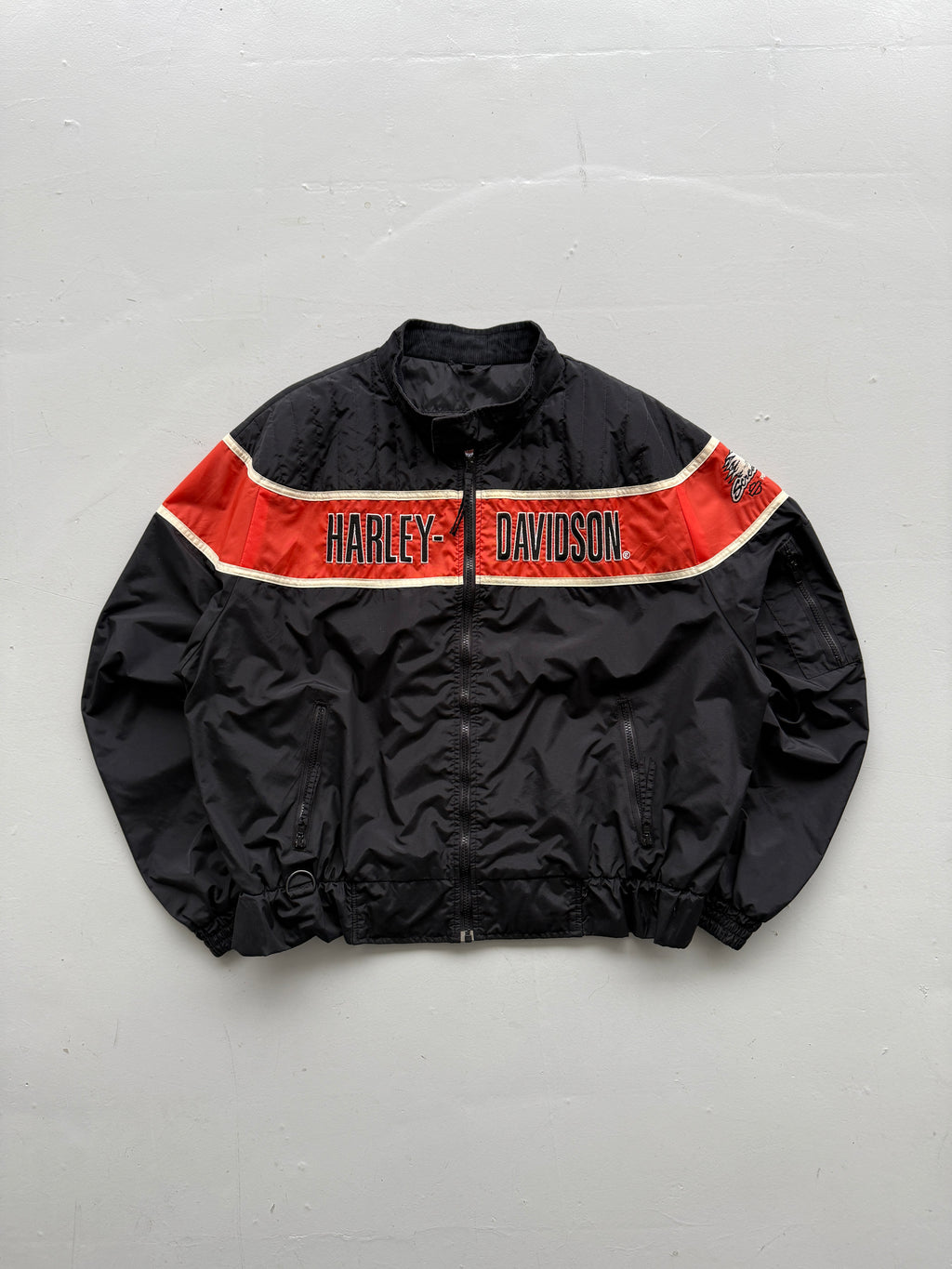 Black Harley Davidson 00's Screamin Eagle Vintage Made in USA Biker Jacket - XL