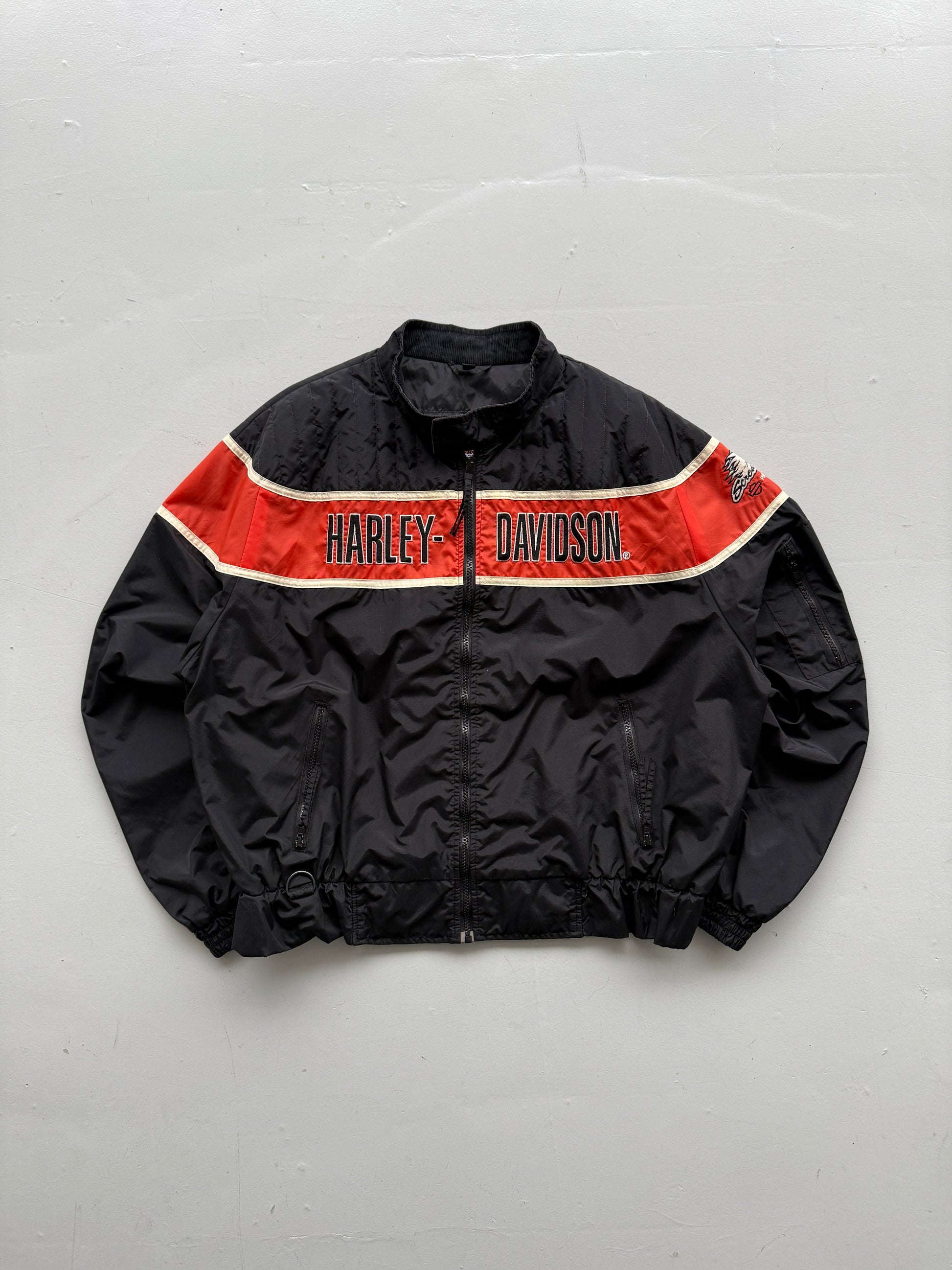 Black Harley Davidson 00's Screamin Eagle Vintage Made in USA Biker Jacket - XL
