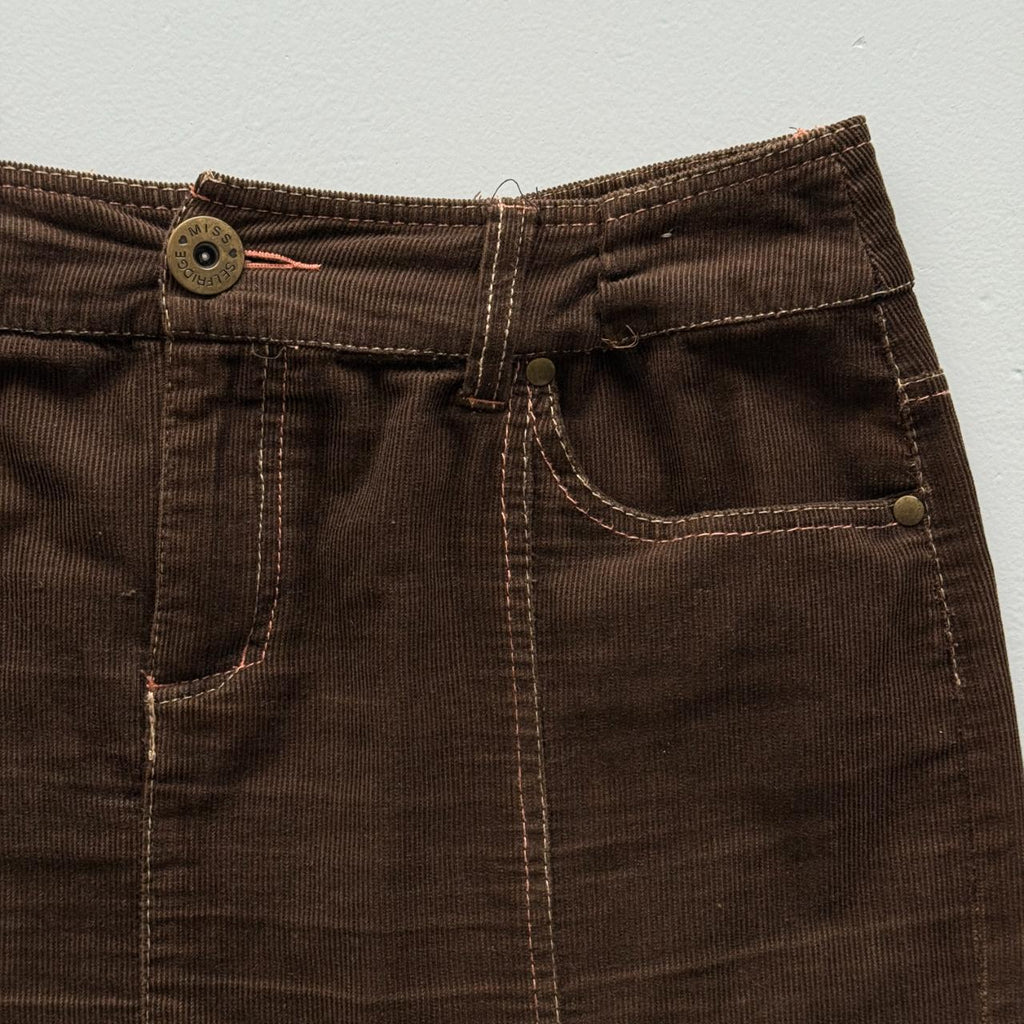 Brown Vintage Miss Selfridge Y2K Velvet Skirt - W30 L23 Size 12