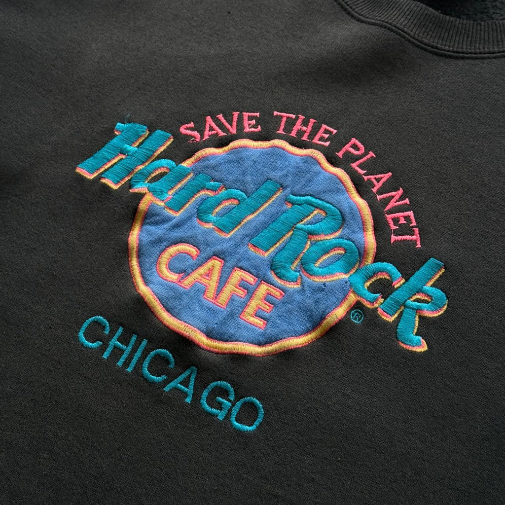 Faded Black Hard Rock Cafe 90’s Vintage Graphic Sweatshirt - Medium