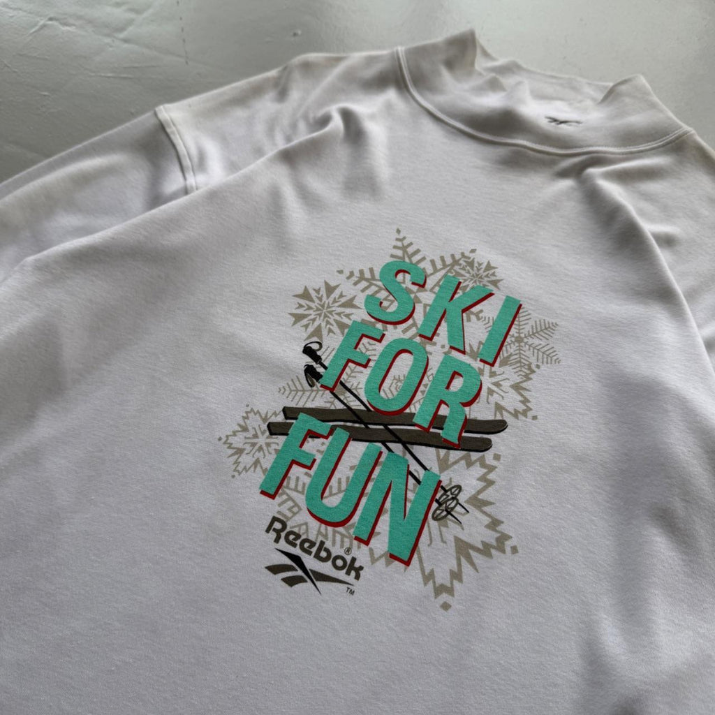 White Reebok 90's Deadstock Graphic Mock Neck Sweatshirt - XL