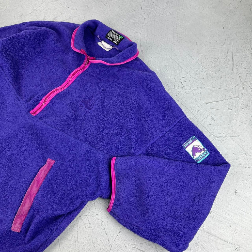 Purple Fleece Adidas Trekking 90s vintage Quarter-zip Sweatshirt - XL