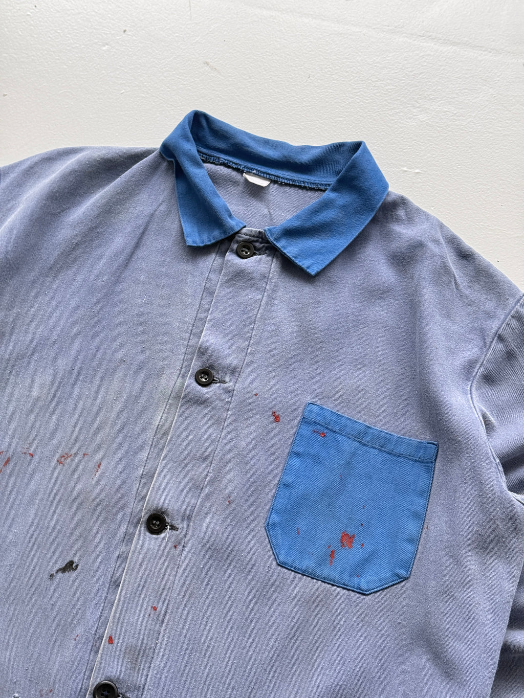 Faded Blue Auto B.O.A.T. French 1960s Vintage Workwear Chore Jacket CH396 - Larg