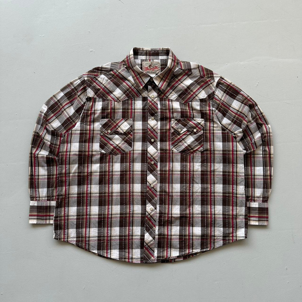 Wrangler Brown Patterned Western Vintage Shirt - XL