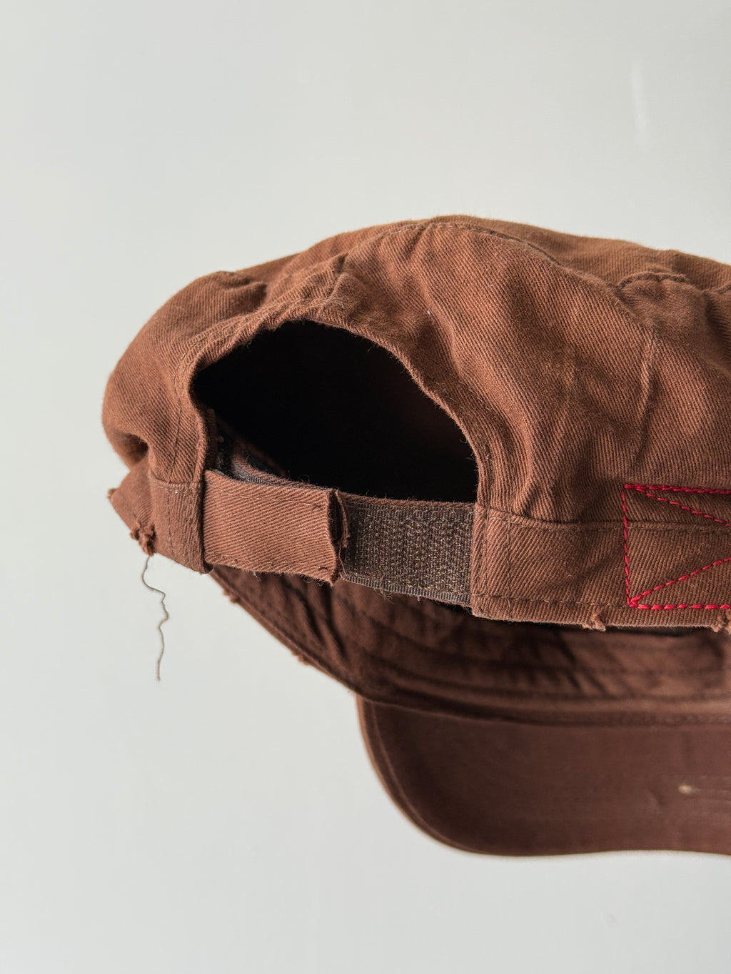 Brown Cross Studded Surf Y2K Cadet Cap Military Style 00's Grunge Aesthetic
