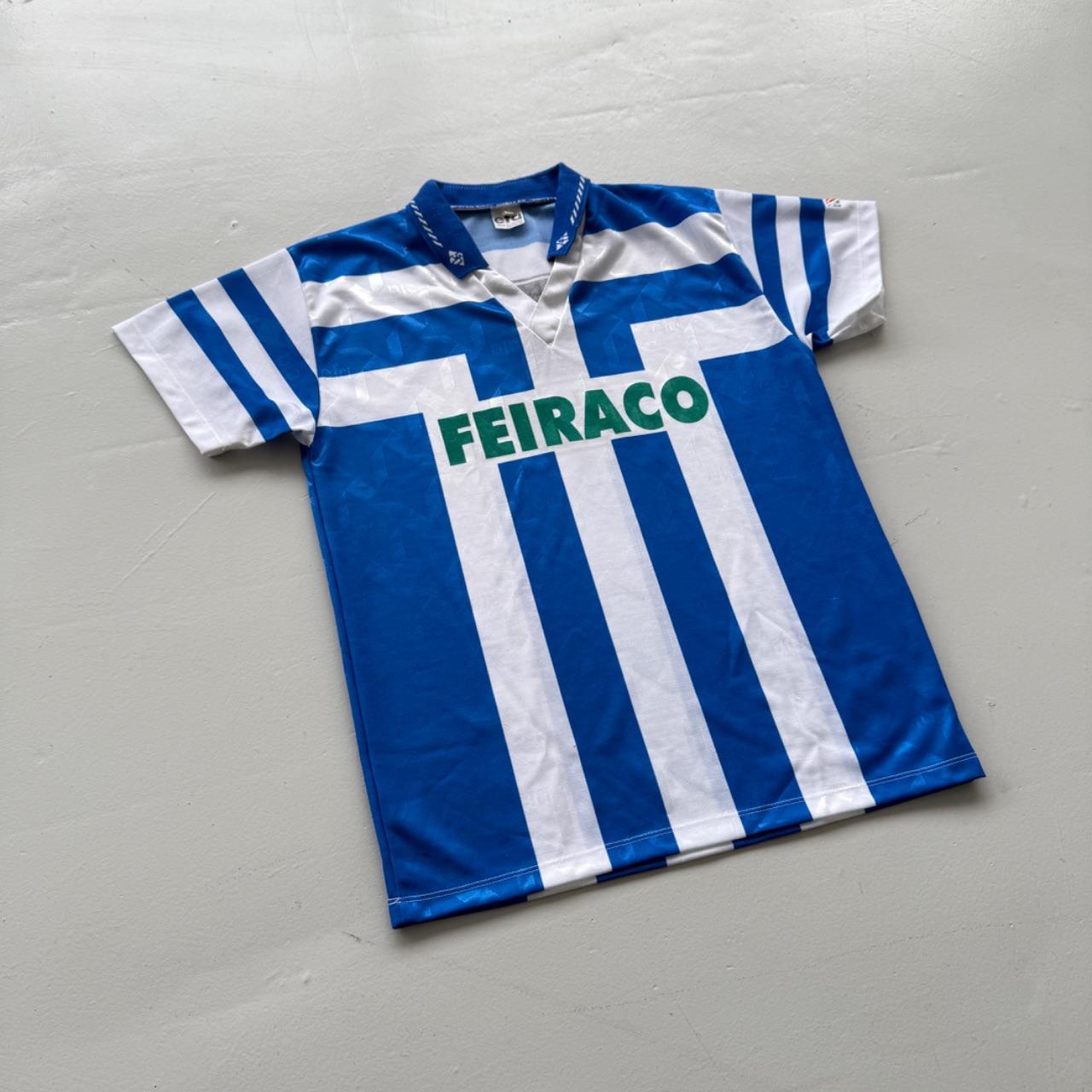 Blue Striped Deportivo la Caruno 90's Deadstock Football Jersey - Small