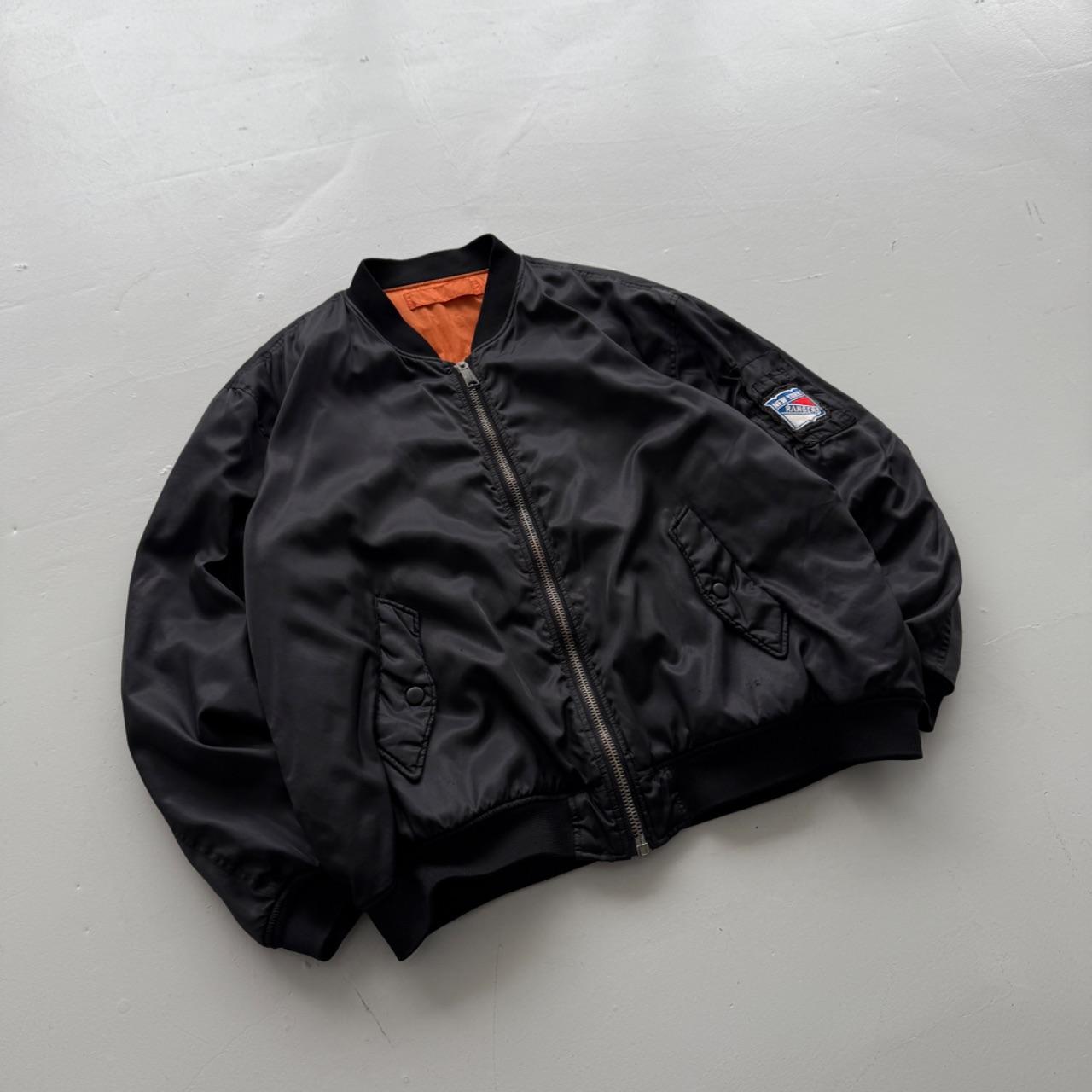 Black New York Rangers 90’s Vintage Bomber Jacket - XXL