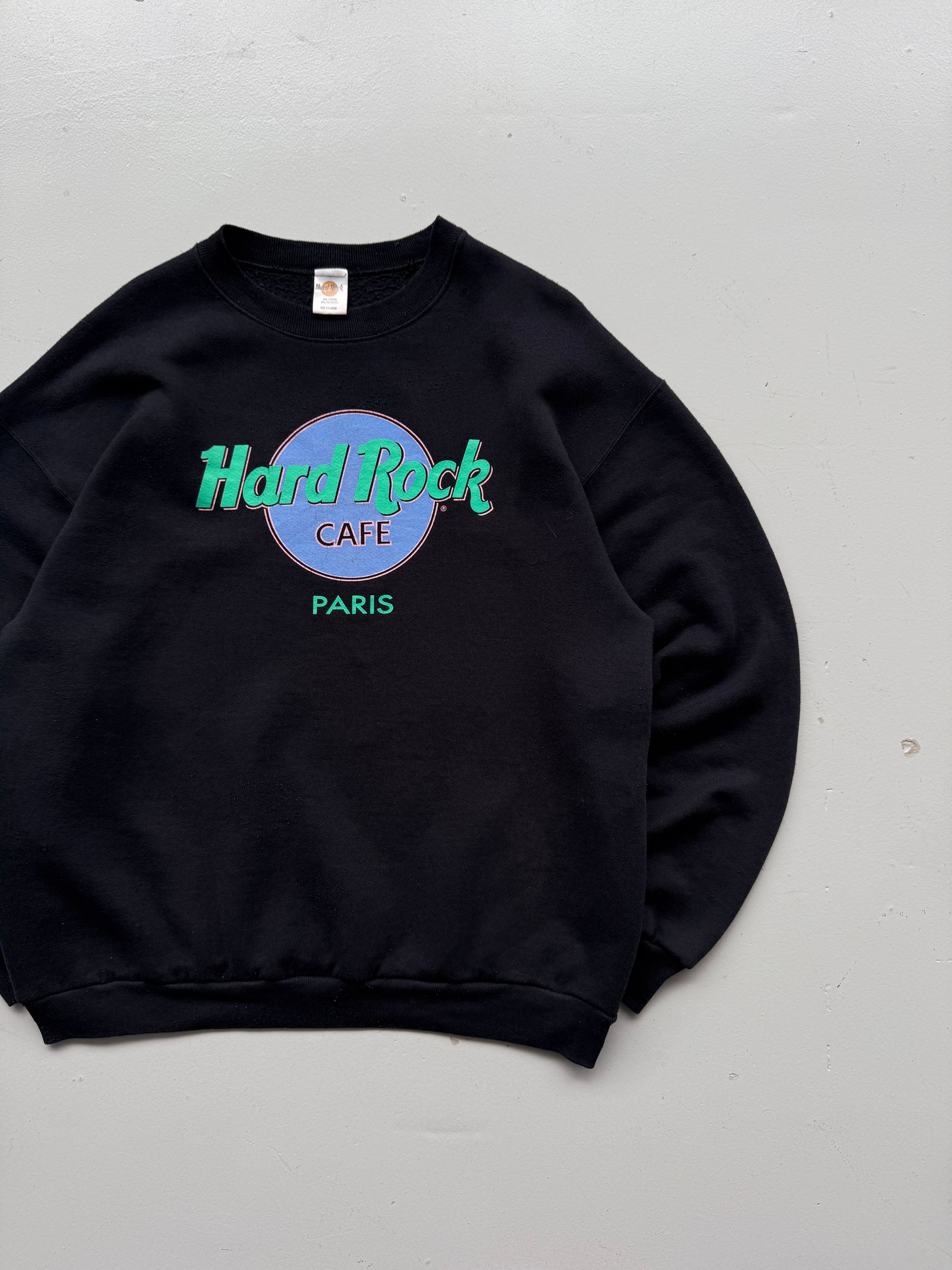 Black Hard Rock Cafe Paris Vintage Sweatshirt 90's Crewneck - XL