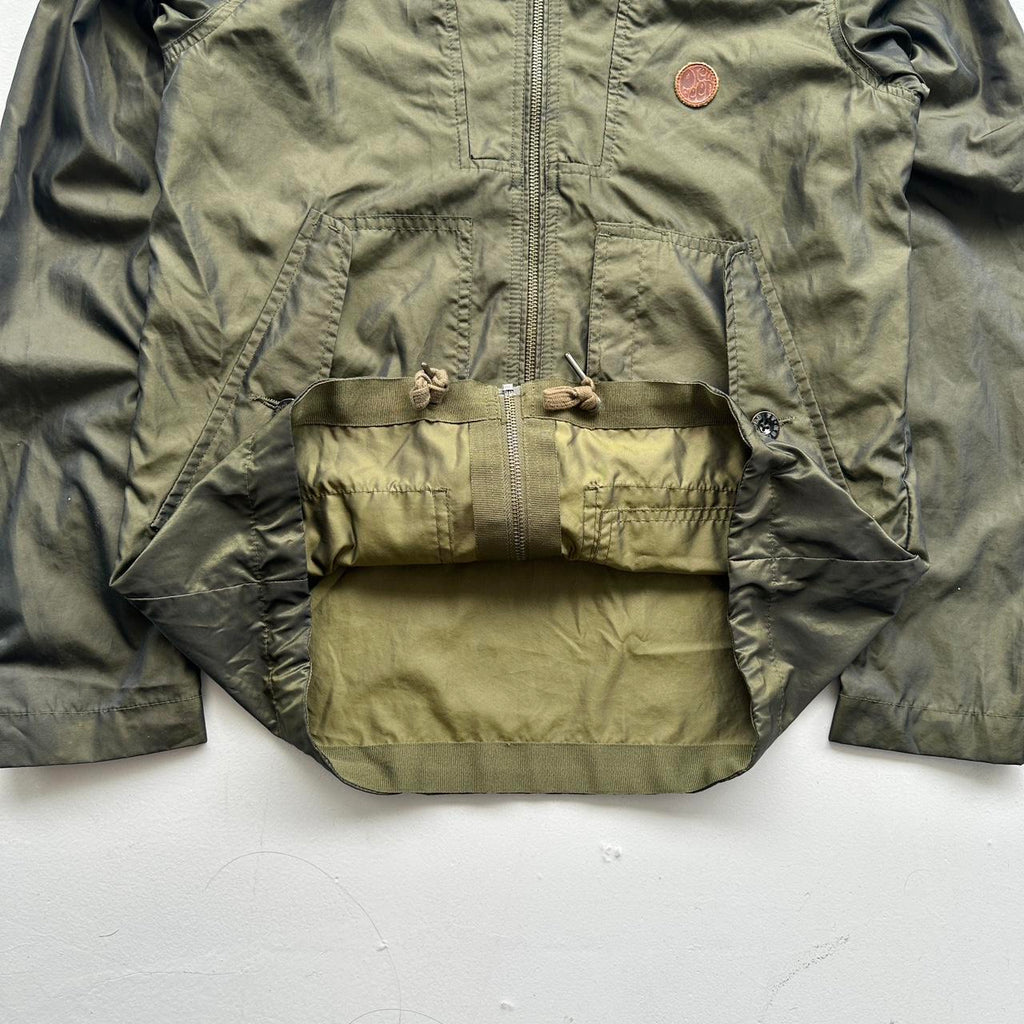 Khaki Pretty Green Hooded Windbreaker Nylon Pearlescent Jacket - Small