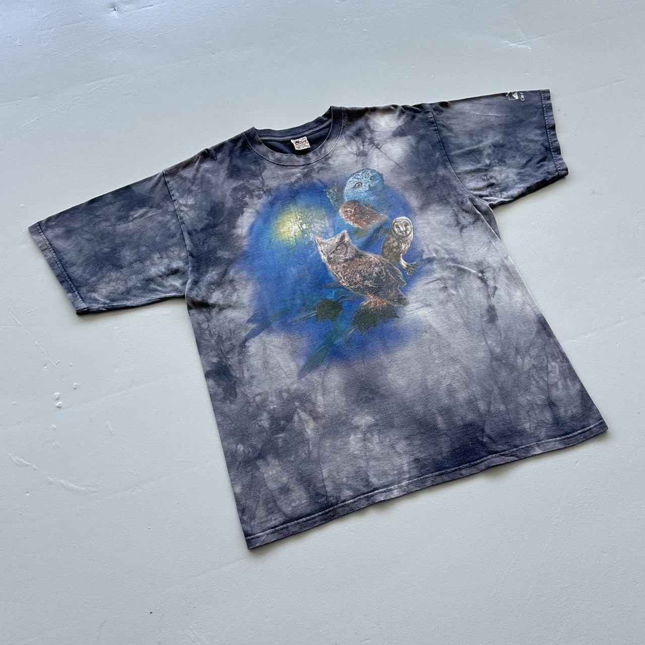 Grey Tie Dye Owls Vintage 90’s T-shirt - Large