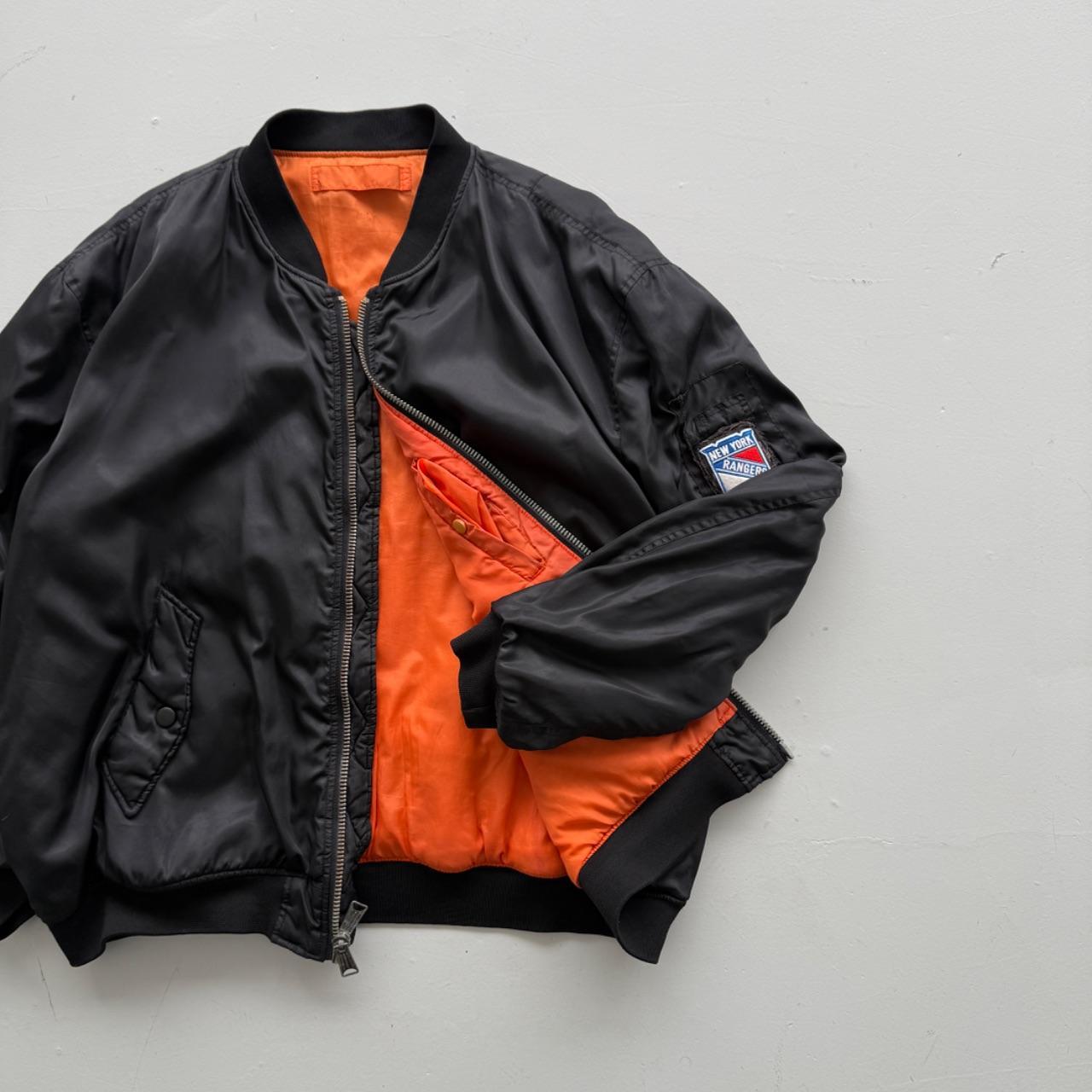Black New York Rangers 90’s Vintage Bomber Jacket - XXL