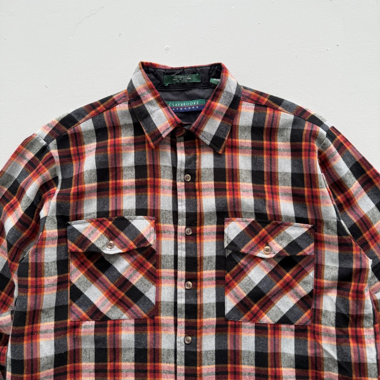 Red and Black Checkered Claybrooke 90s Vintage Long Sleeve Shirt - Large