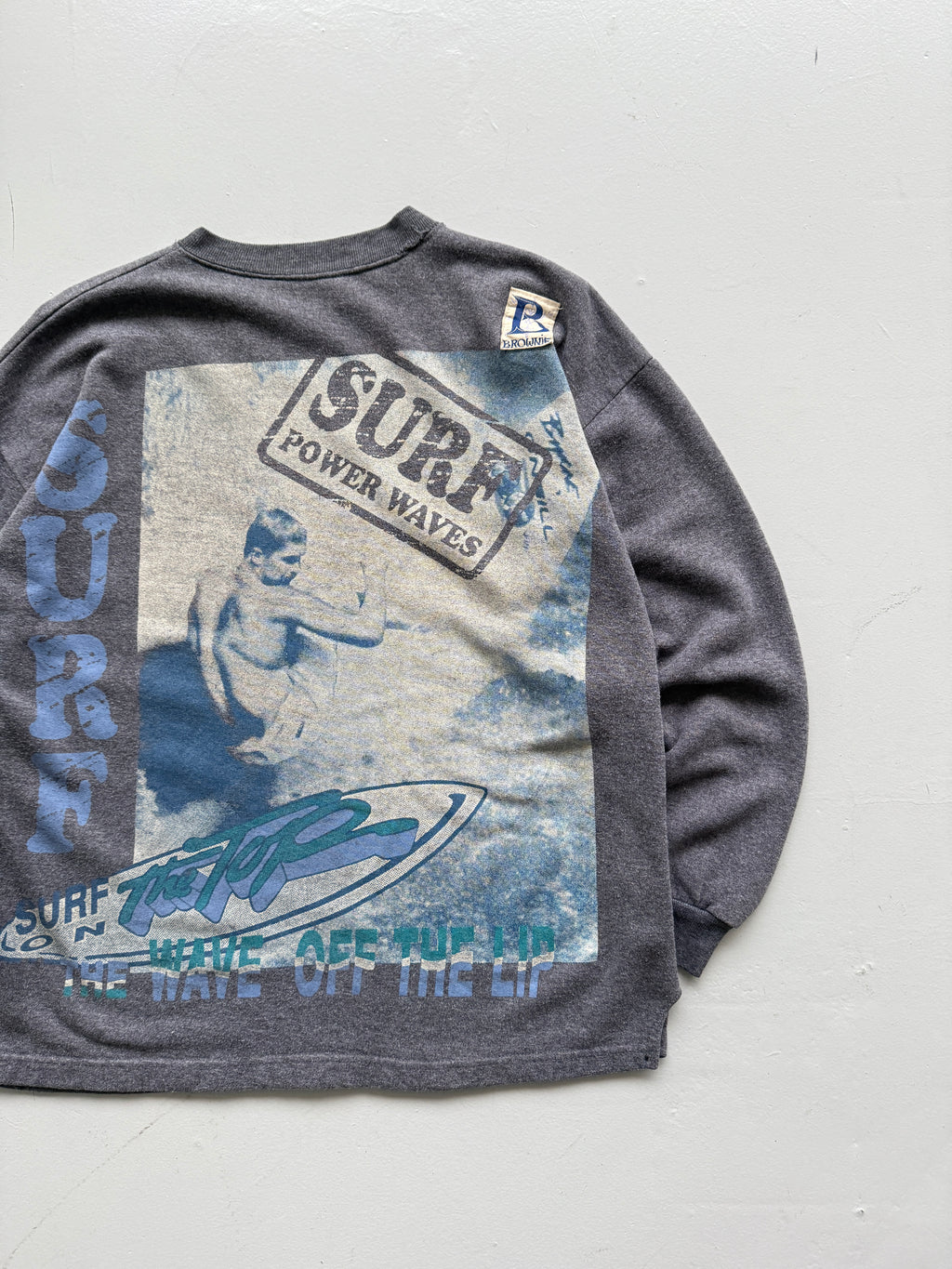 Grey Brownie 90's Vintage Surfer Graphic Sweatshirt Jumper - Small