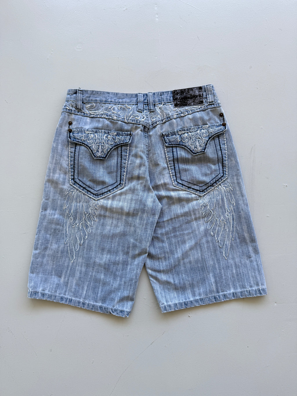 Light Blue Delf 00's Vintage Y2K Baggy Hip Hop Denim Shorts - W38 x L14