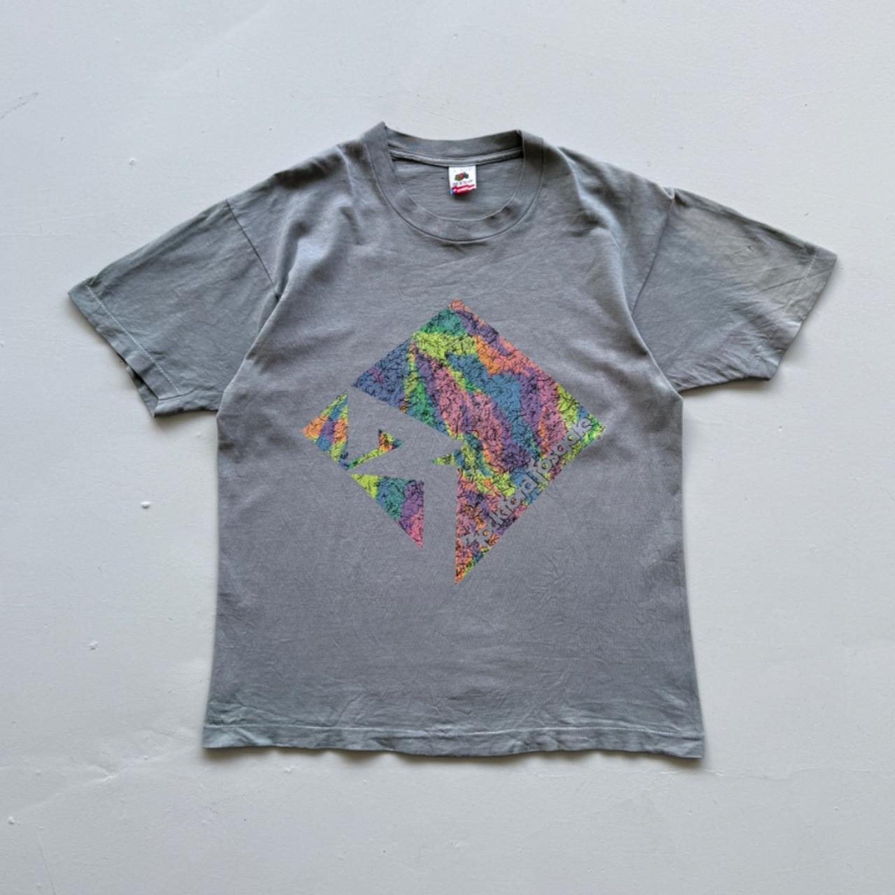 Blue Grey Overdyed 90's Graphic Vintage T-shirt - Large