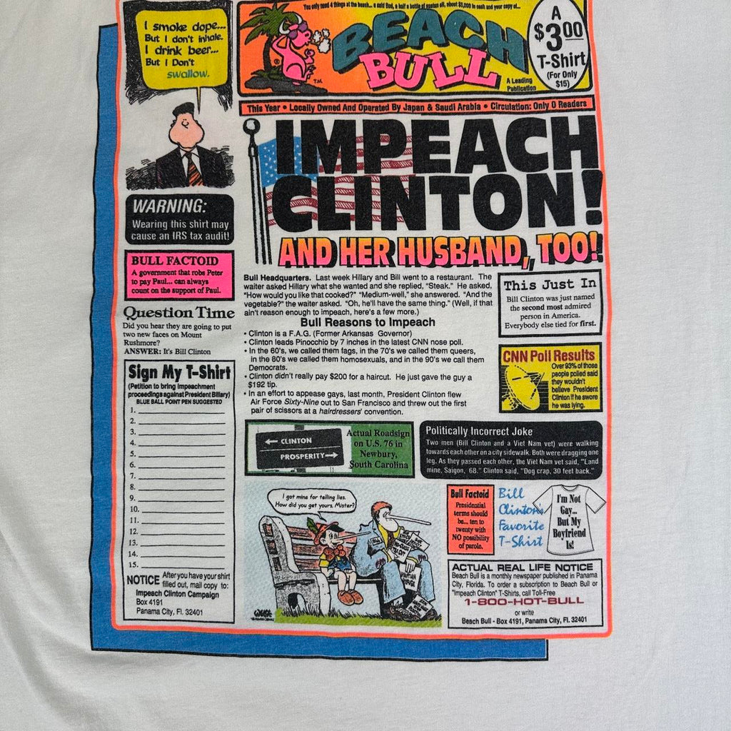 Impeach Clinton 90s vintage T-shirt - Large