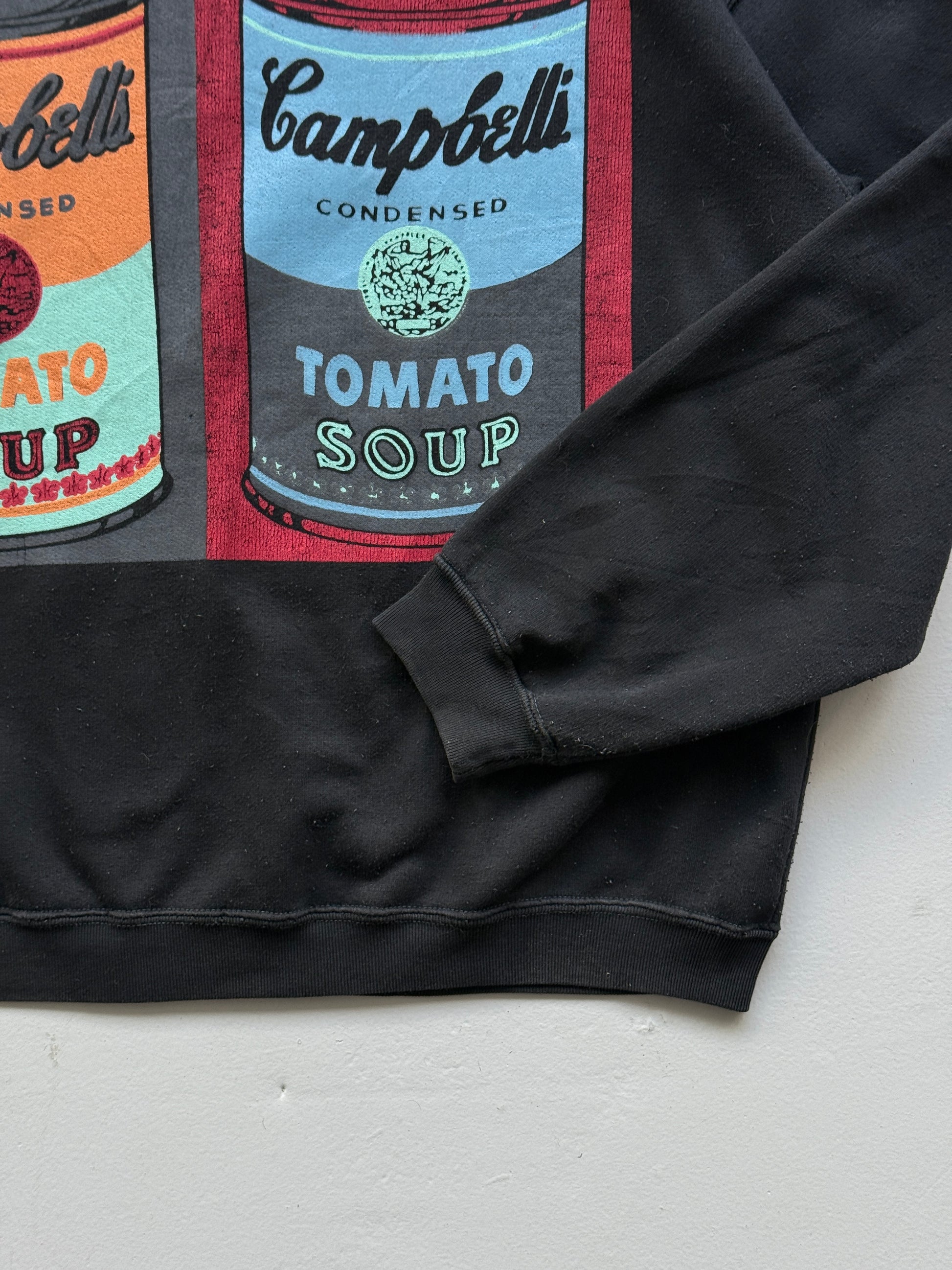 Black Campbell Soup 90's Vintage Andy Warhol Graphic Sweatshirt - Small