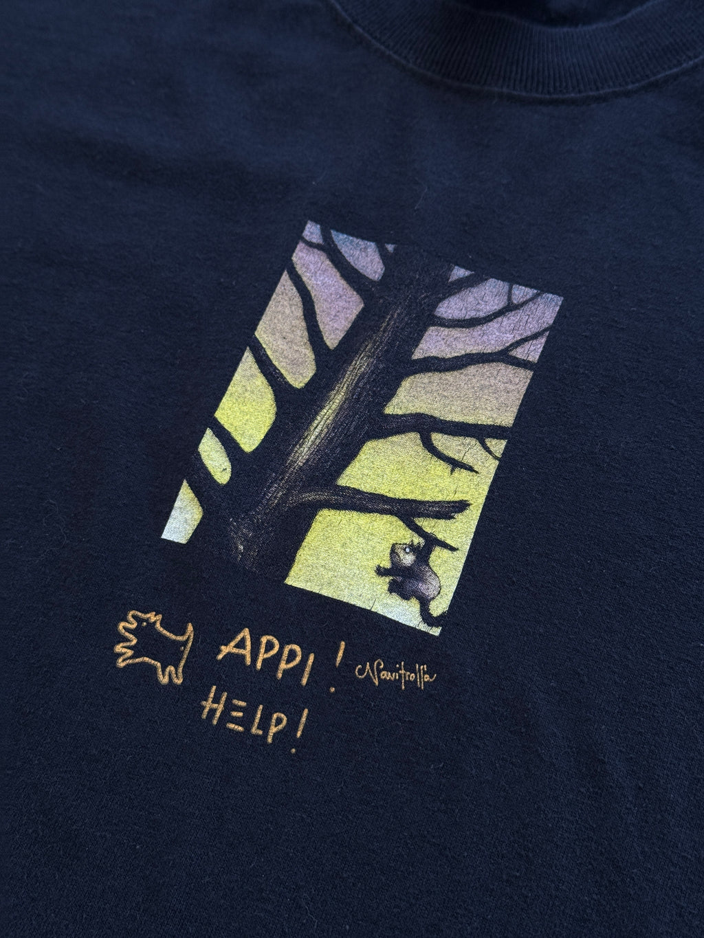 Black Appi 00's Vintage Illustration Graphic T-Shirt - XL