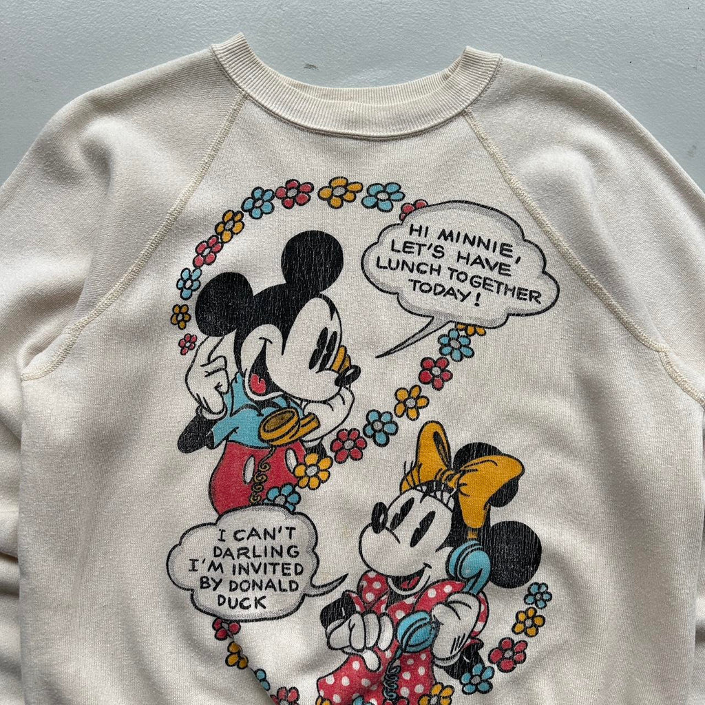 White Rare 80’s Vintage Disney Mickey Minnie Graphic Sweatshirt - XS Mens / Women’s 8