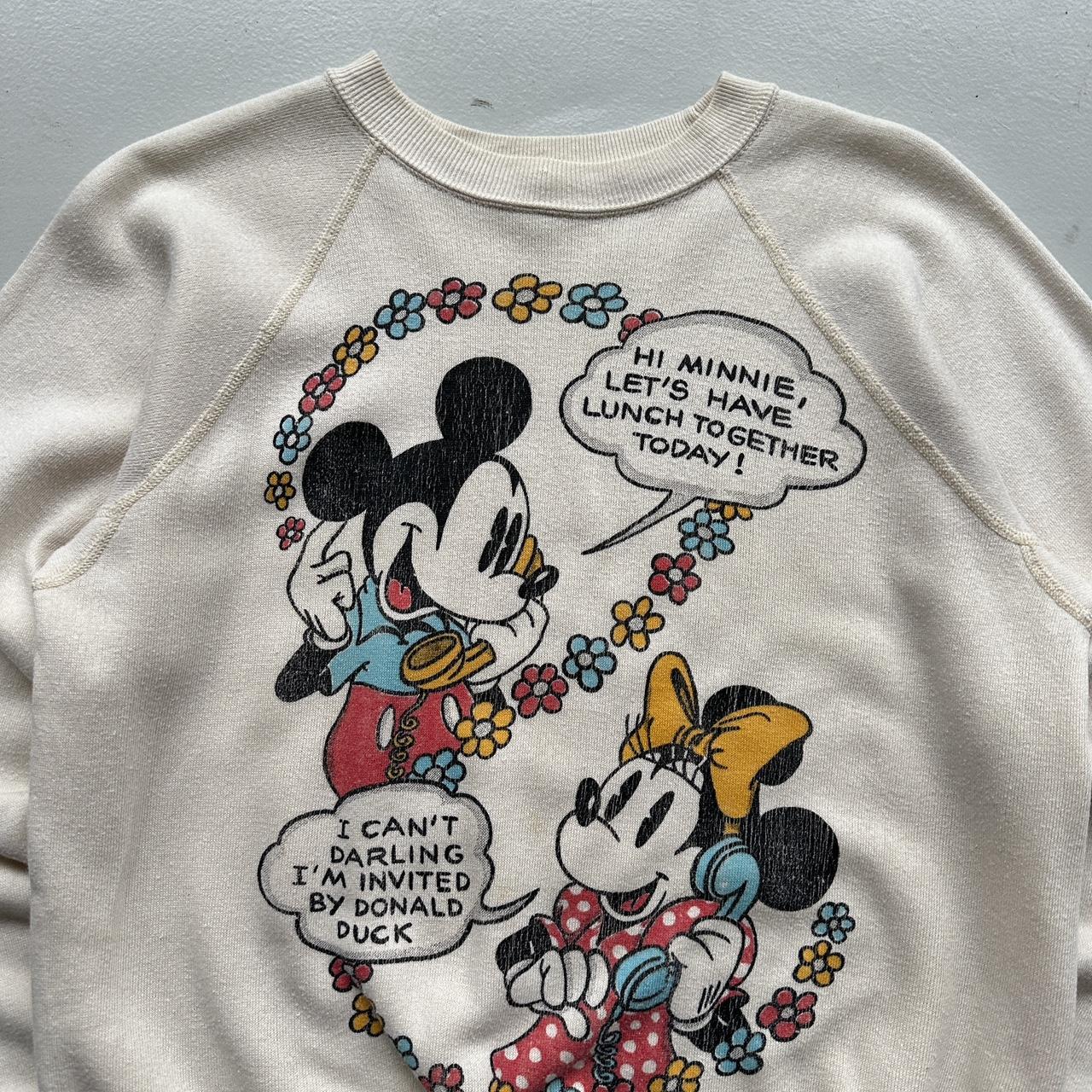 White Rare 80’s Vintage Disney Mickey Minnie Graphic Sweatshirt - XS Mens / Women’s 8