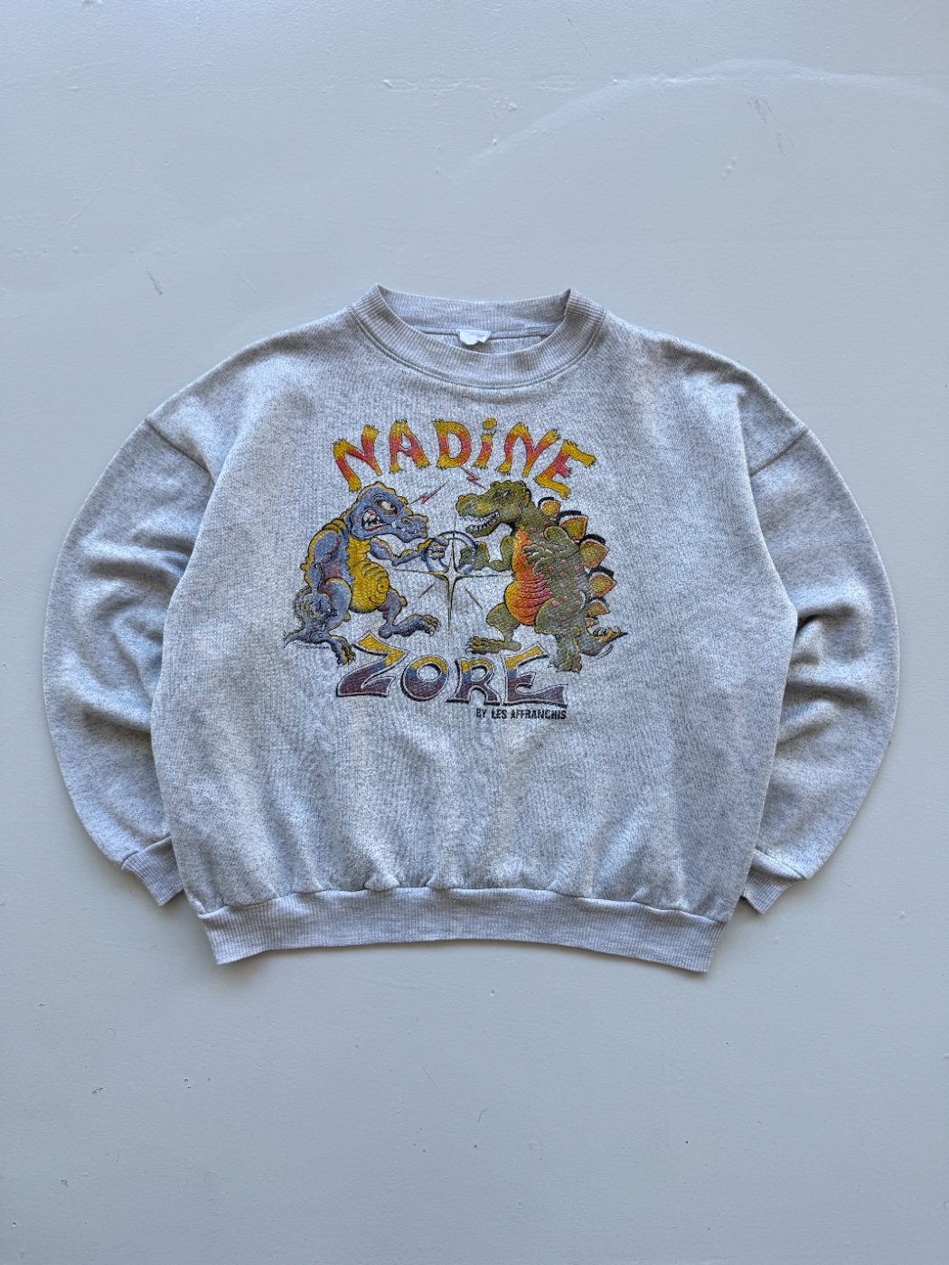Nadine Zore French Cartoon Vintage Dinosaur 90's Sweatshirt - Small