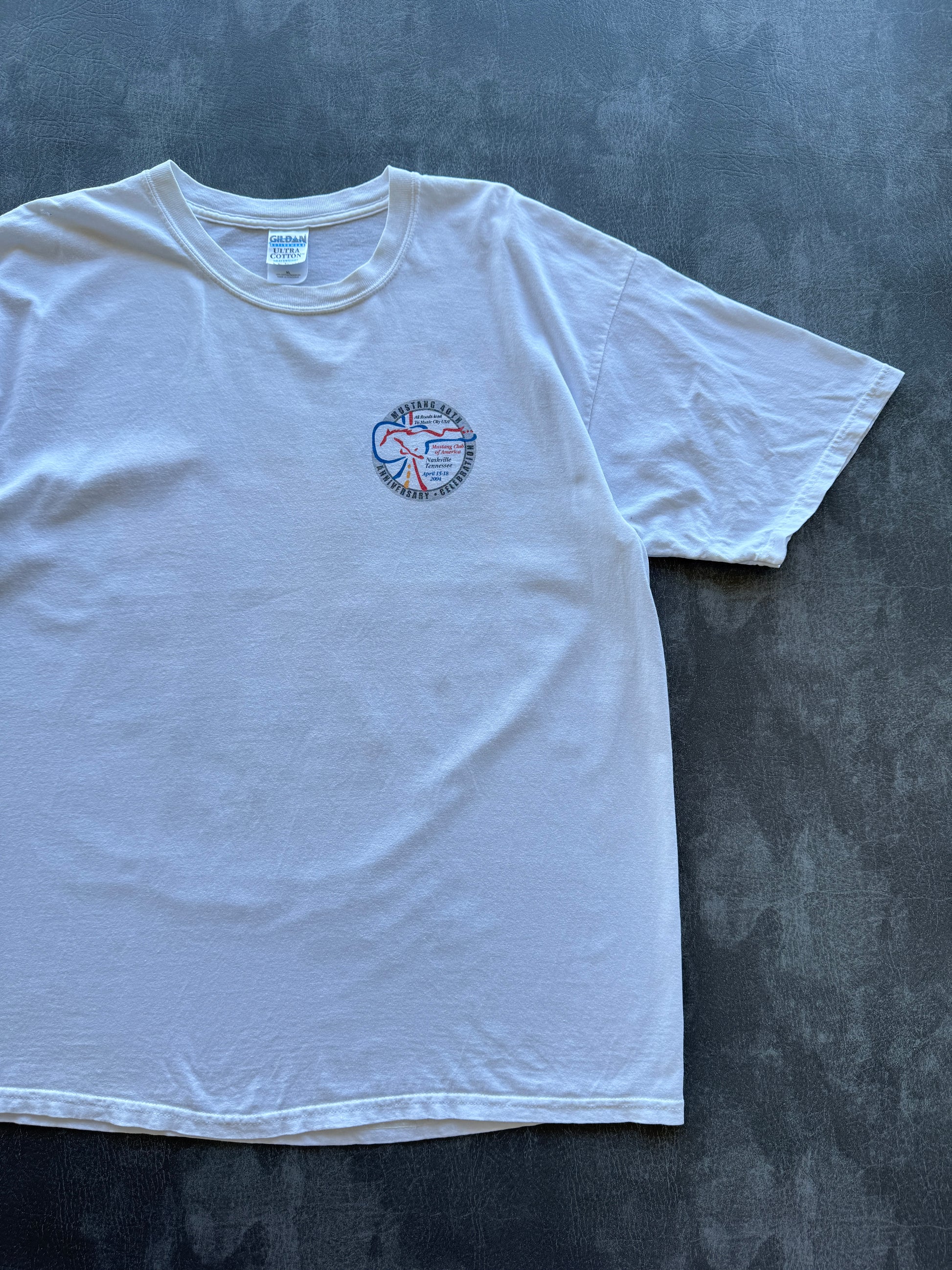 White Mustang Club 40th Anniversary Car Meet 2004 Vintage Graphic T-Shirt - XL