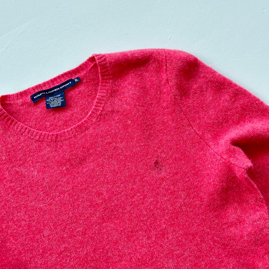Pink Woollen Polo Ralph Lauren Vintage Crewneck Sweatshirt - Womens Medium Size 10