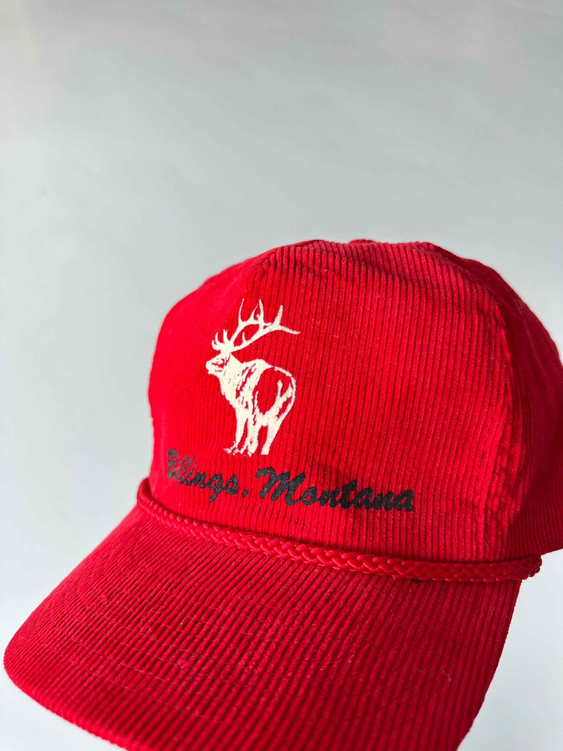 Red Billings Montana Elk Vintage Corduroy SnapBack Cap