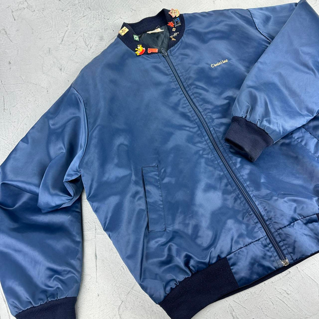 Vintage 80's Large Satin bomber Jacket - Large
