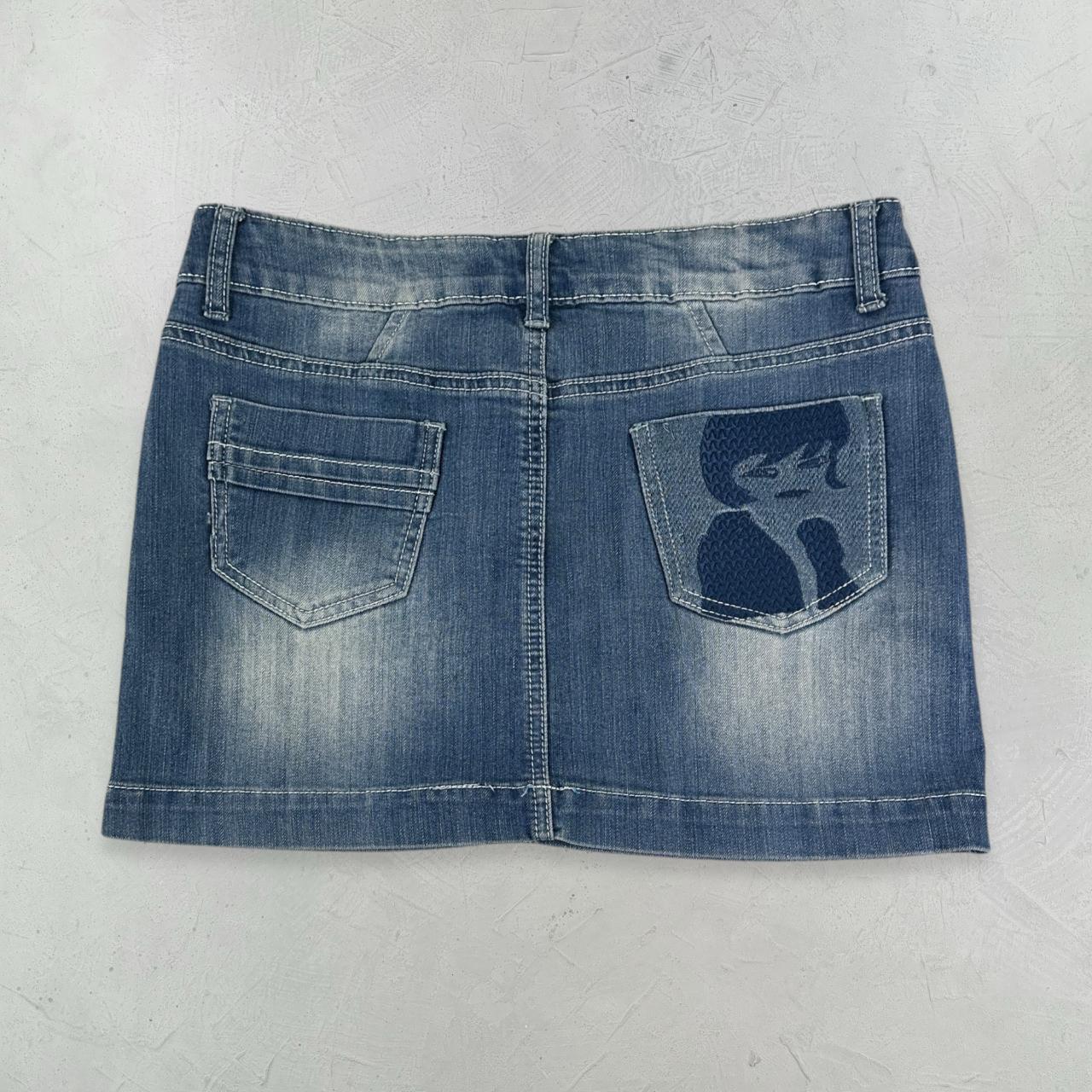 Womens Patty Moon Y2K Denim Mini Skirt - 28” x 12” Small Size 8