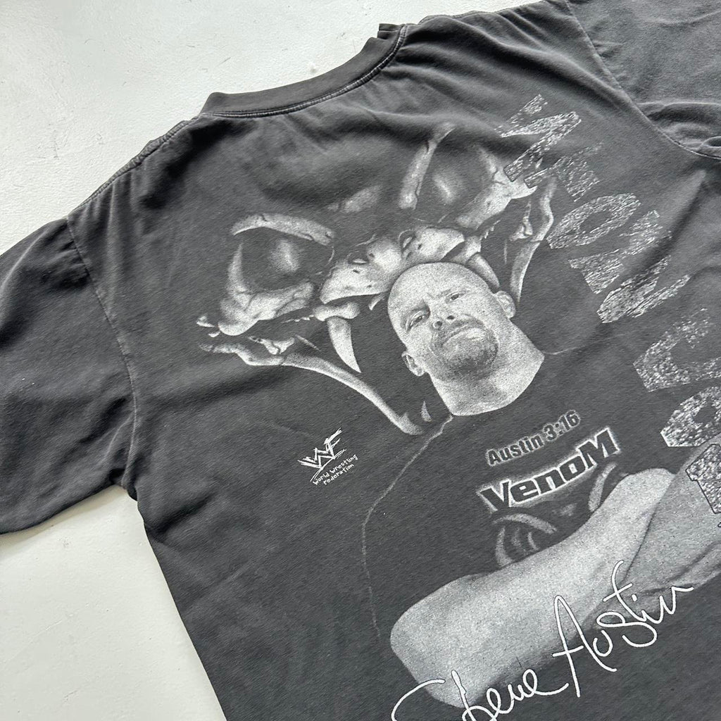 Black WWF Stone Cold Steve Austin Vintage Graphic T-Shirt - Large/XL Boxy