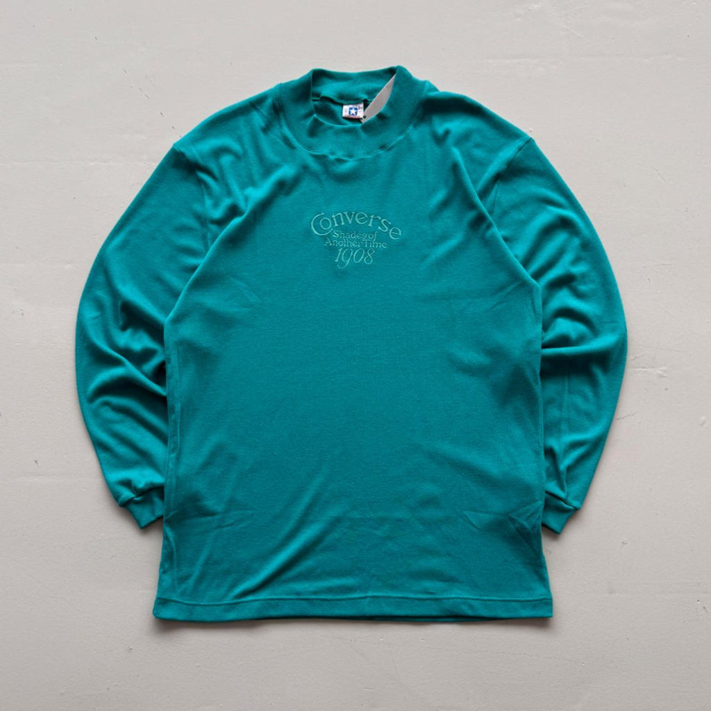 Light Blue Converse 90's Deadstock Graphic Mock Neck Sweatshirt - Large