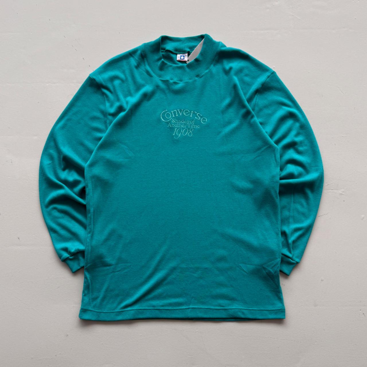 Light Blue Converse 90's Deadstock Graphic Mock Neck Sweatshirt - Large