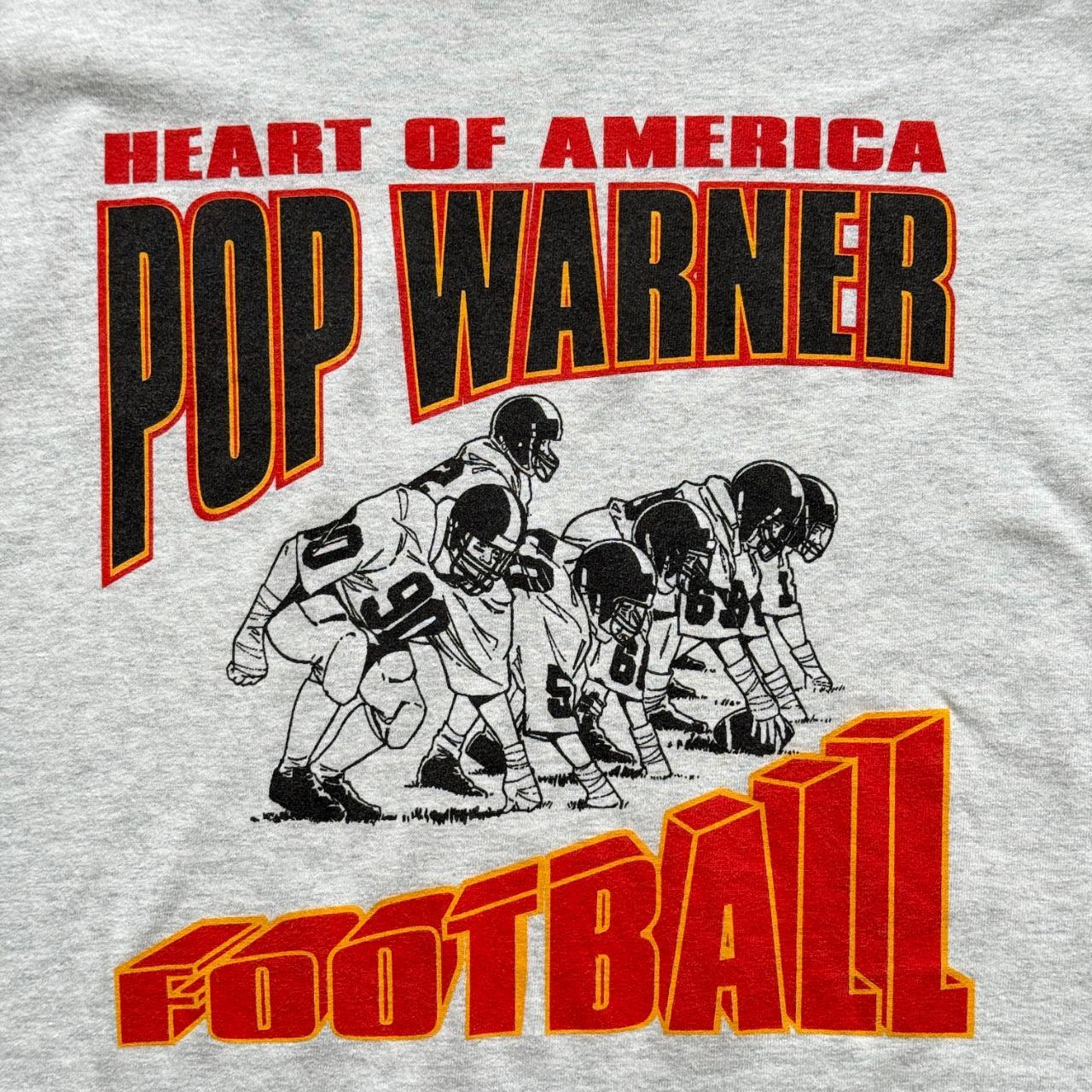 Grey Pop Warner 90s Vintage Graphic T-Shirt - Large