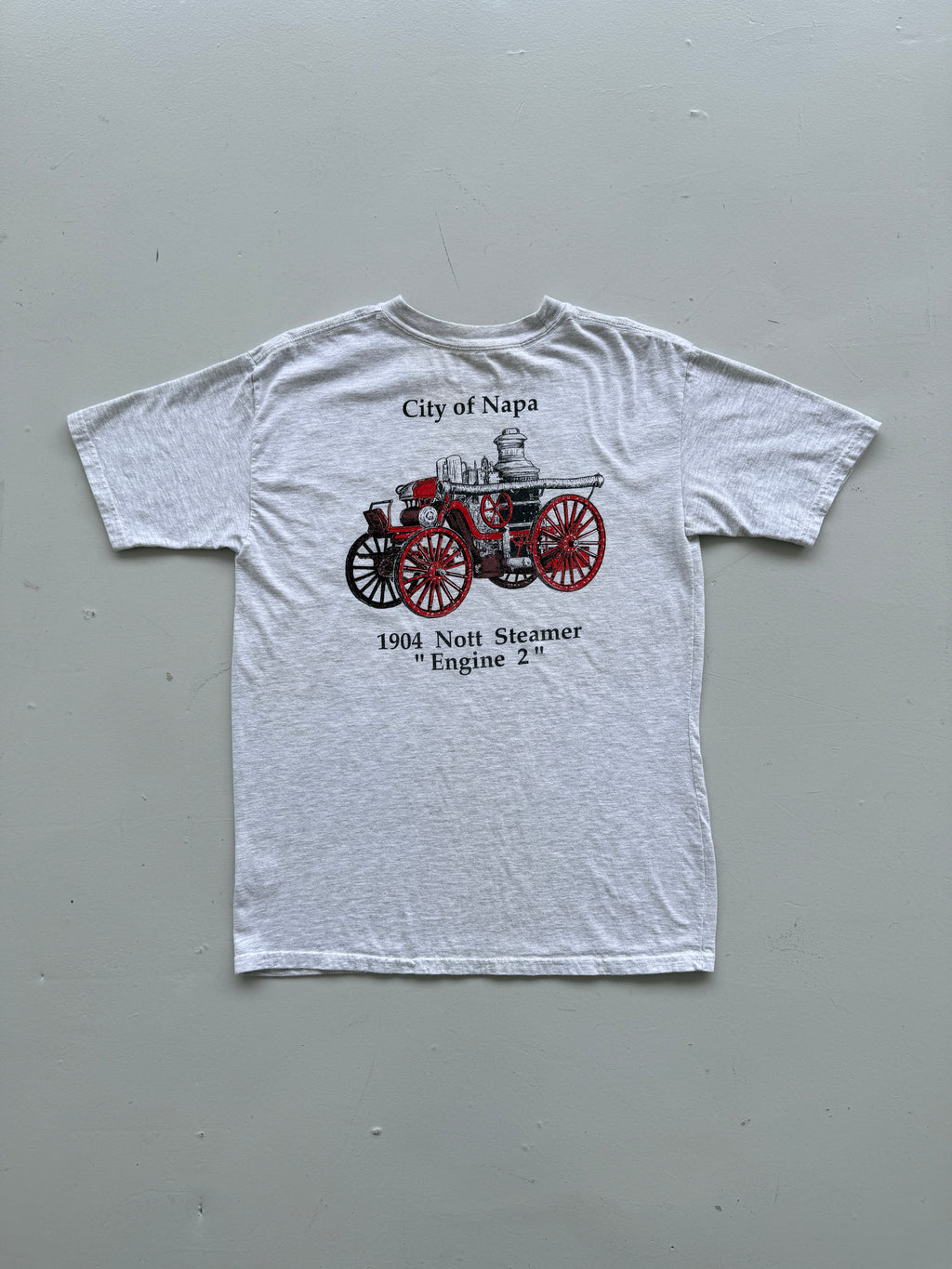 Grey Firefighters Museum 90's Vintage Graphic Tourist T-Shirt - Small